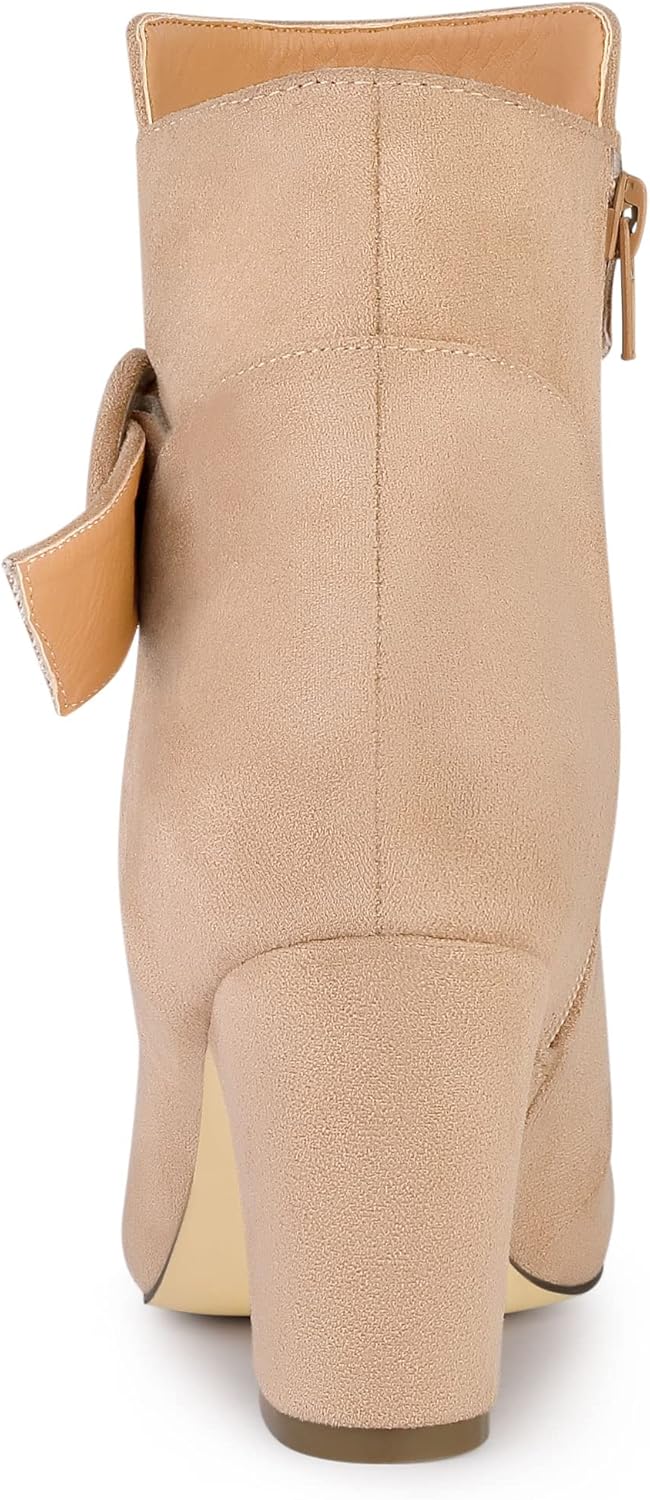 Allegra K Women's Round Toe Block Heel Nude Ankle Booties 10 M US - Image 4