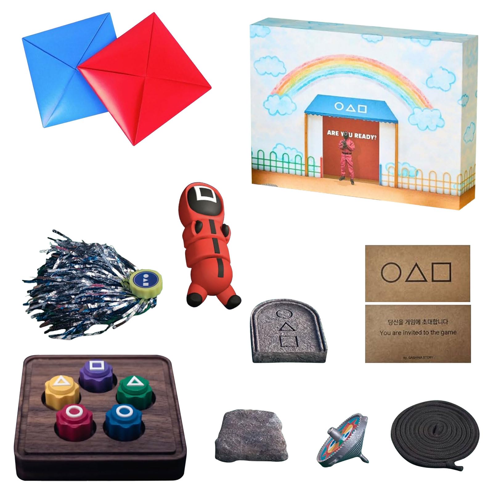 한국 전통 놀이 게임 - 한국 전통 놀이 게임 가족 게임 - 제비차기 공기 비석치기 팽이딱지 한국 민속 놀이 세트 공기 한국 게임 가족  여행 게임-Freehip.co.kr