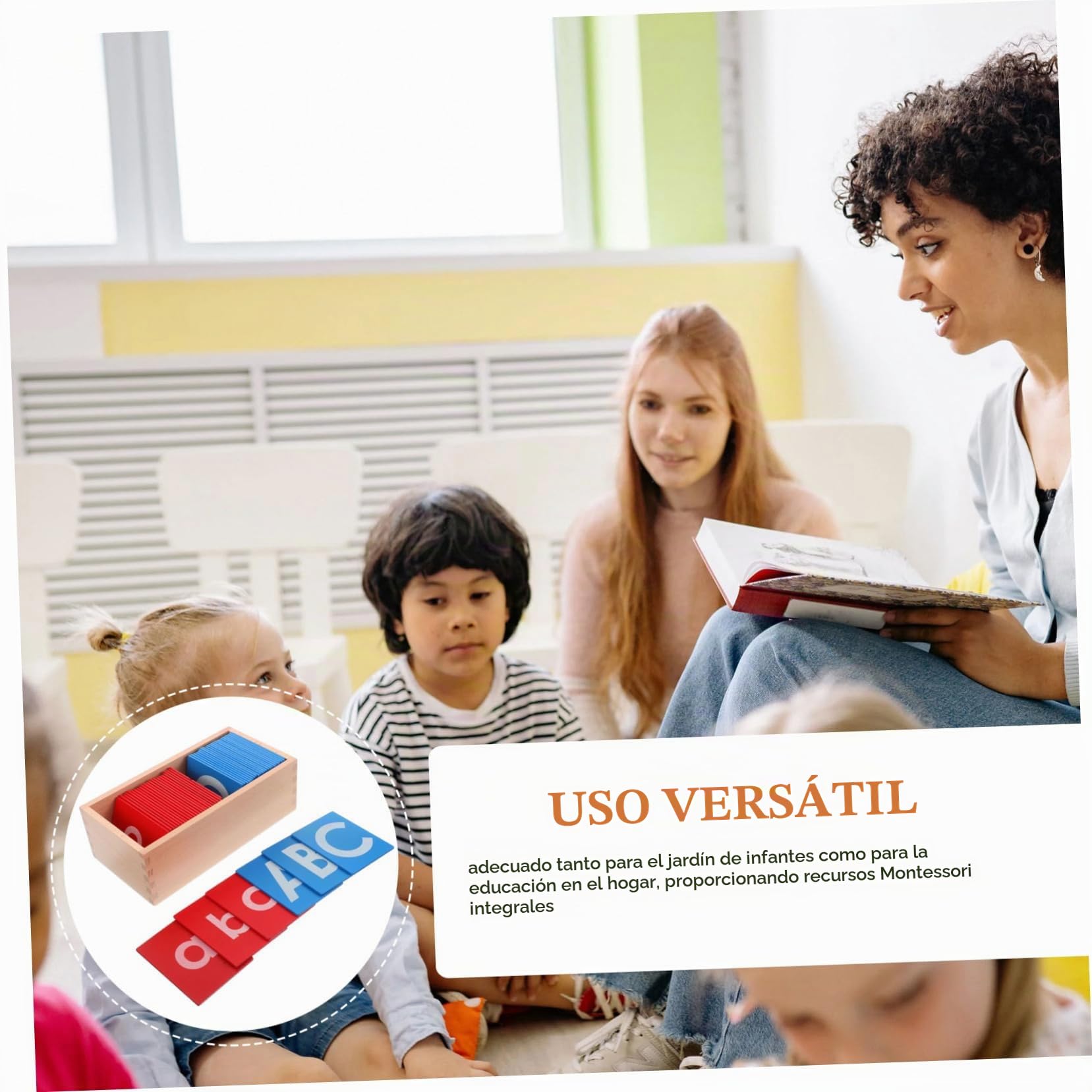 UPKOCH Juego de Herramientas Educativas Montessori de Madera con Letras Táctiles Rojas y Azules para Desarrollo del Lenguaje y Aprendizaje Creativo en Preescolar y Educación en Casa