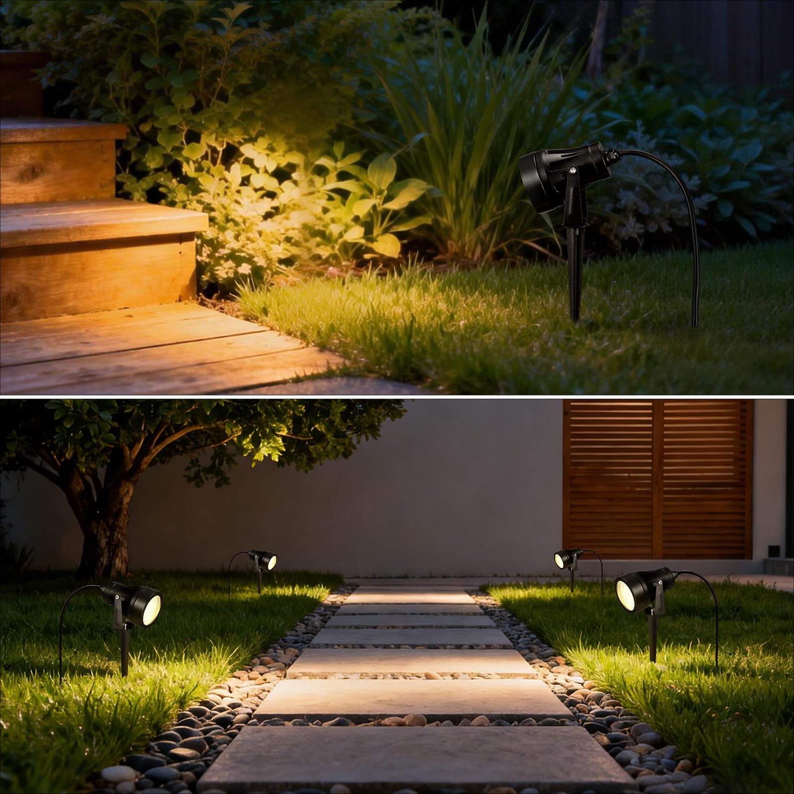 2 Pezzo Faretti da Giardino con Picchetto di Alimentazione 7W 700LM, Luci LED, Illuminazione per Giardino Impermeabile IP65, Faretto 220V 3000K Adatto per Pareti, Terrazze, Piante, Cavo da 2,5M