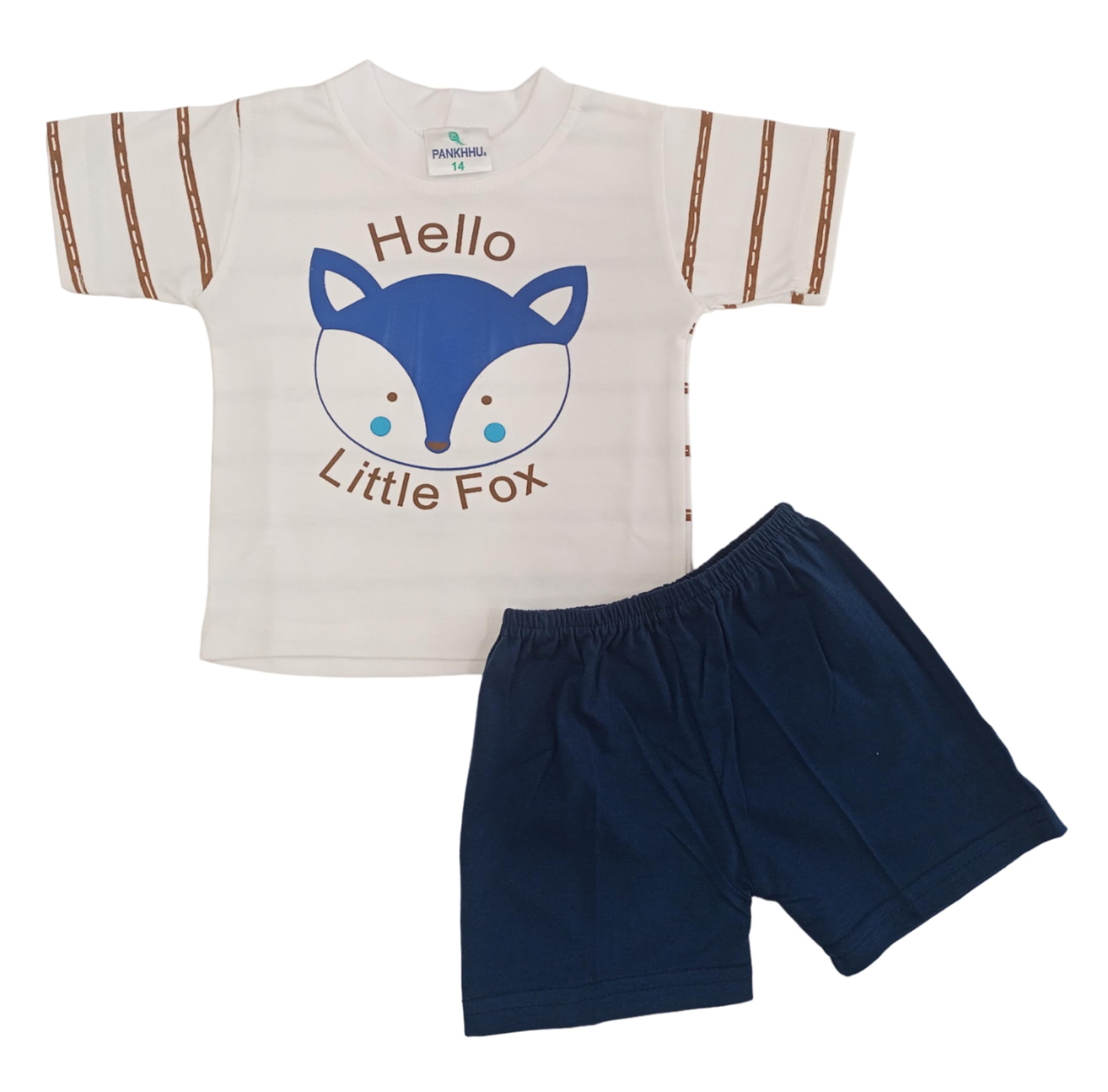 Pankhu "Fox Giraffe WD 3 Different Designs Tshirt & Short Cotton Clothing Set For Boys/Girls Born Baby to 6 Years