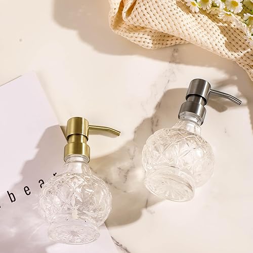 Miniatura 5 de Dispensador de jabón de vidrio para baño, dispensador de jabón de manos con bomba de acero inoxidable, dispensador de jabón líquido y loción,