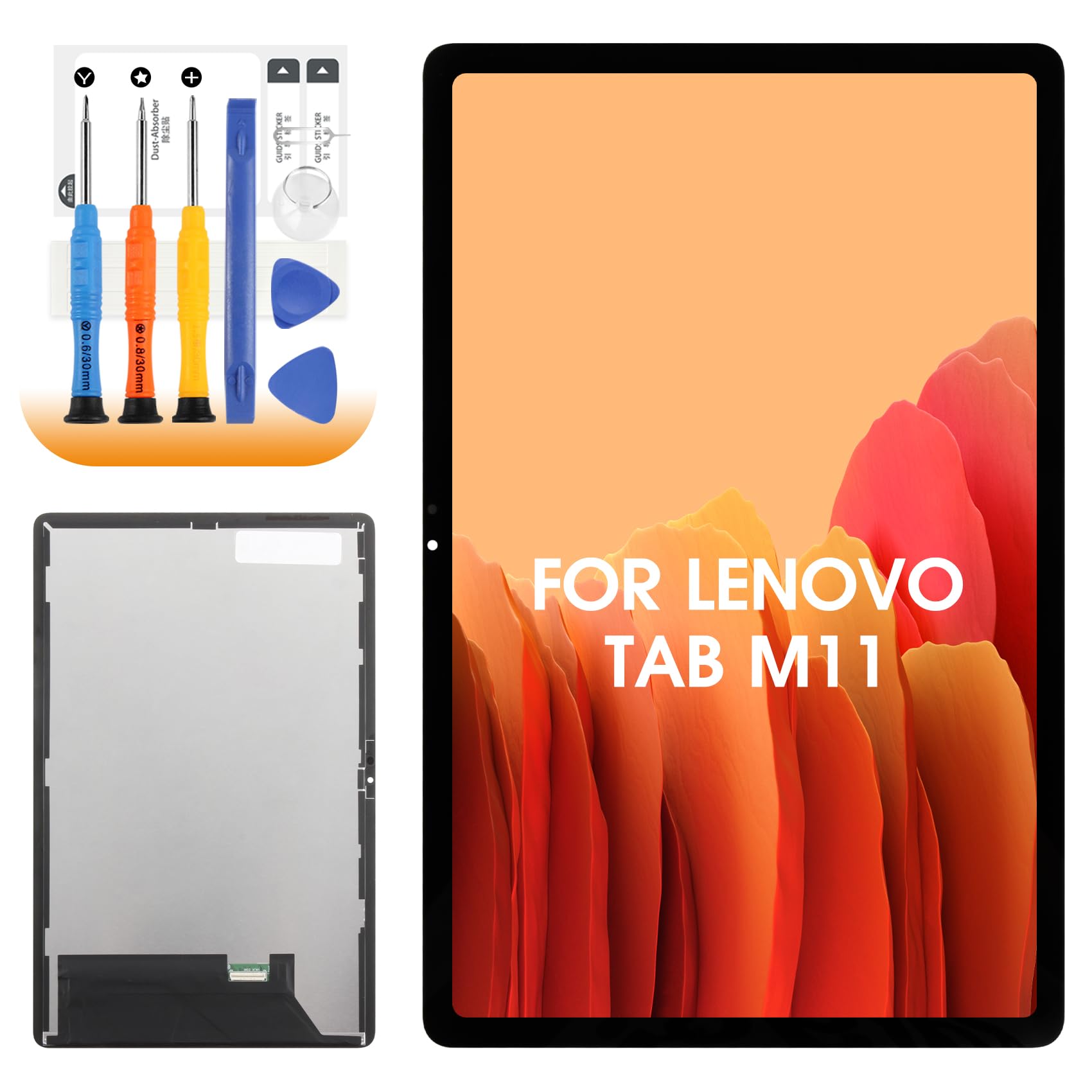 Pantalla LCD para Lenovo Tab M11 LCD para Lenovo Tab M11 TB330FU de 11 pulgadas, repuesto de pantalla táctil con kit de reparación, color negro sin marco