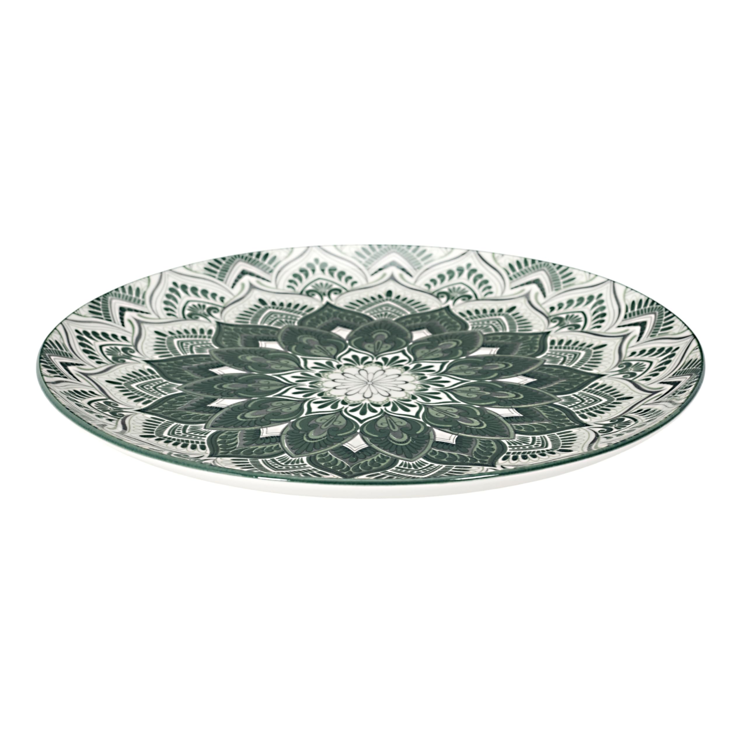 HOME DECO FACTORY - KA0665, Juego de Vajilla 12 Piezas Mandala Verde, Diseño Elegante y Duradero, Todas Las Ocasiones, Fácil de Mantener, Tamaño: 12 Piezas, Color: Verde