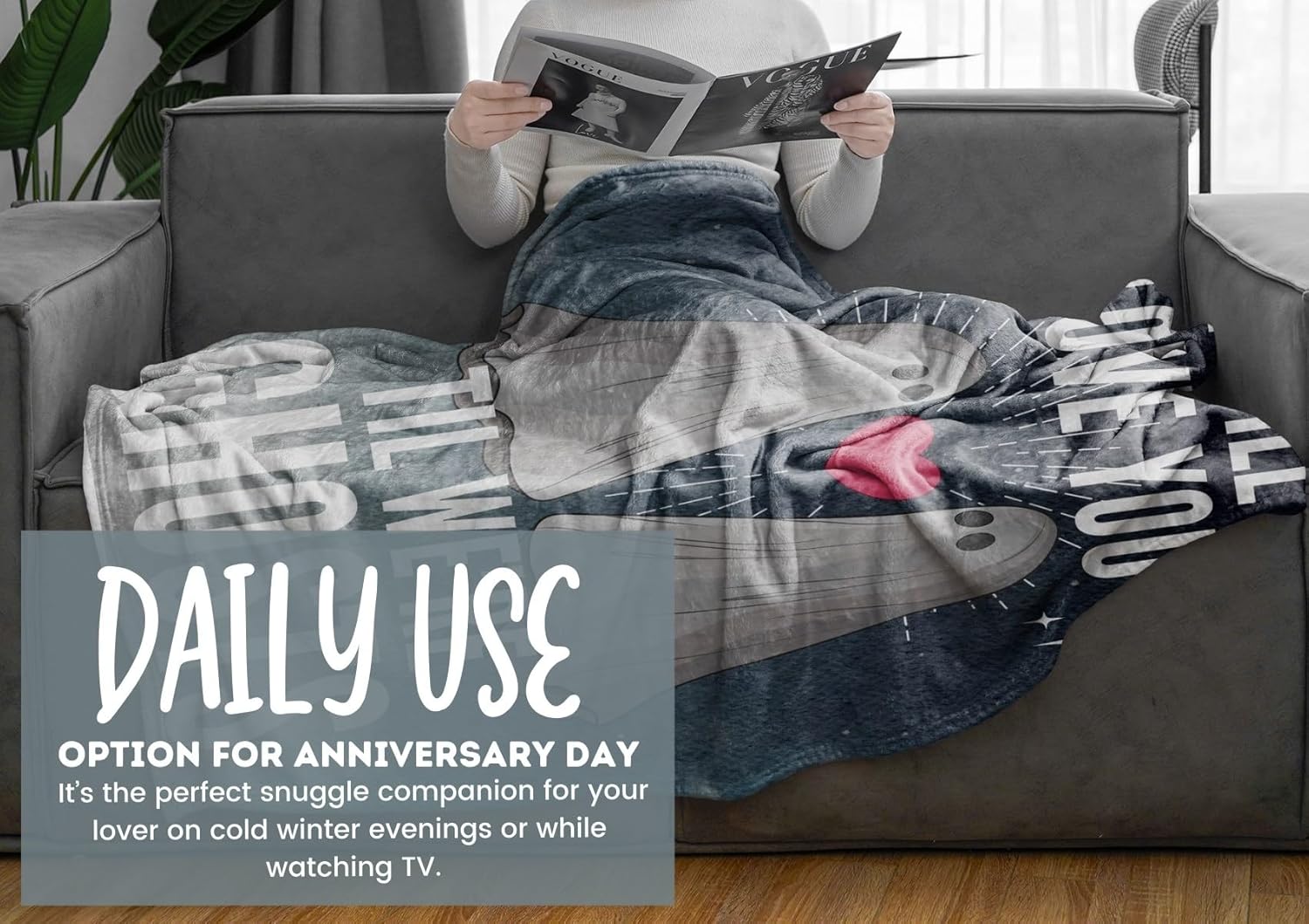 Gifts for Her Him, Anniversary Wedding Gifts for Couples, Romantic Valentines Day I Love You Gifts Blanket for Him Her - I Will Love You Til We're Ghosts - Black - 60x80 Inches