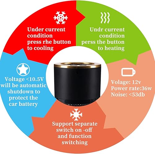 Miniatura 10 de Yesinaly Enfriador de tazas 2 en 1 para automóvil, calentador inteligente de control de temperatura, soporte de taza de automóvil inteligente