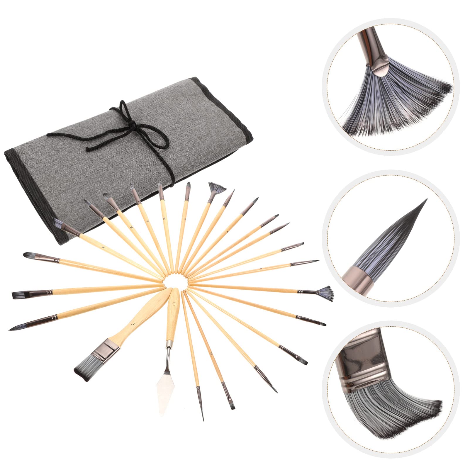 EXCEART Set de 24 Pinceaux D’Art en Bois et Nylon pour Peinture Artistique