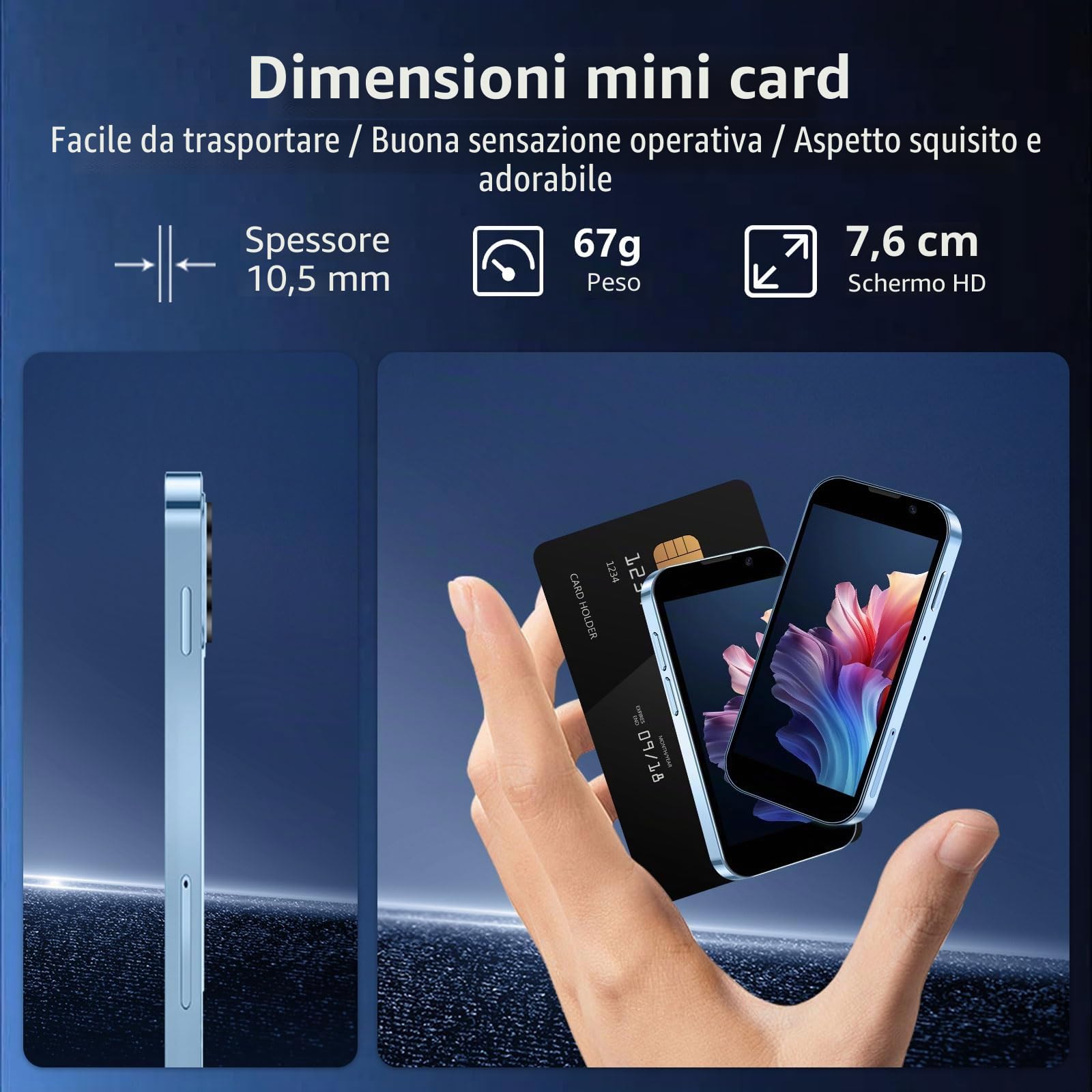 Mini smartphone con touch screen HD da 3,0", mini telefono Android sbloccato, riconoscimento facciale, Wifi, GPRS, corpo ultrasottile per bambini, cellulare con Quad-Core Rosa