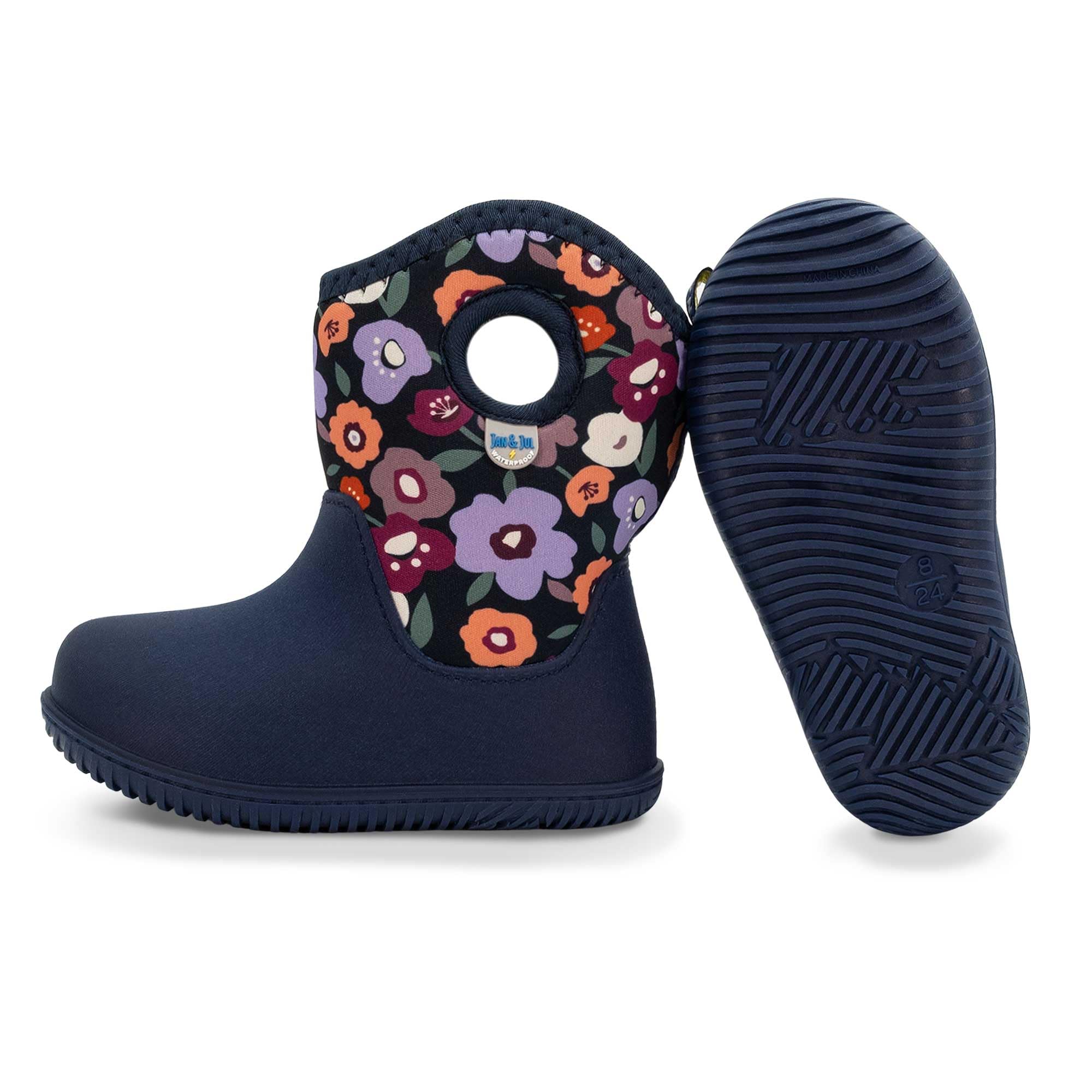 Jan & Jul Wasserdichte Mädchenstiefel mit Sherpa-Fleece-Futter (Winterblumen, EU Größe 31)