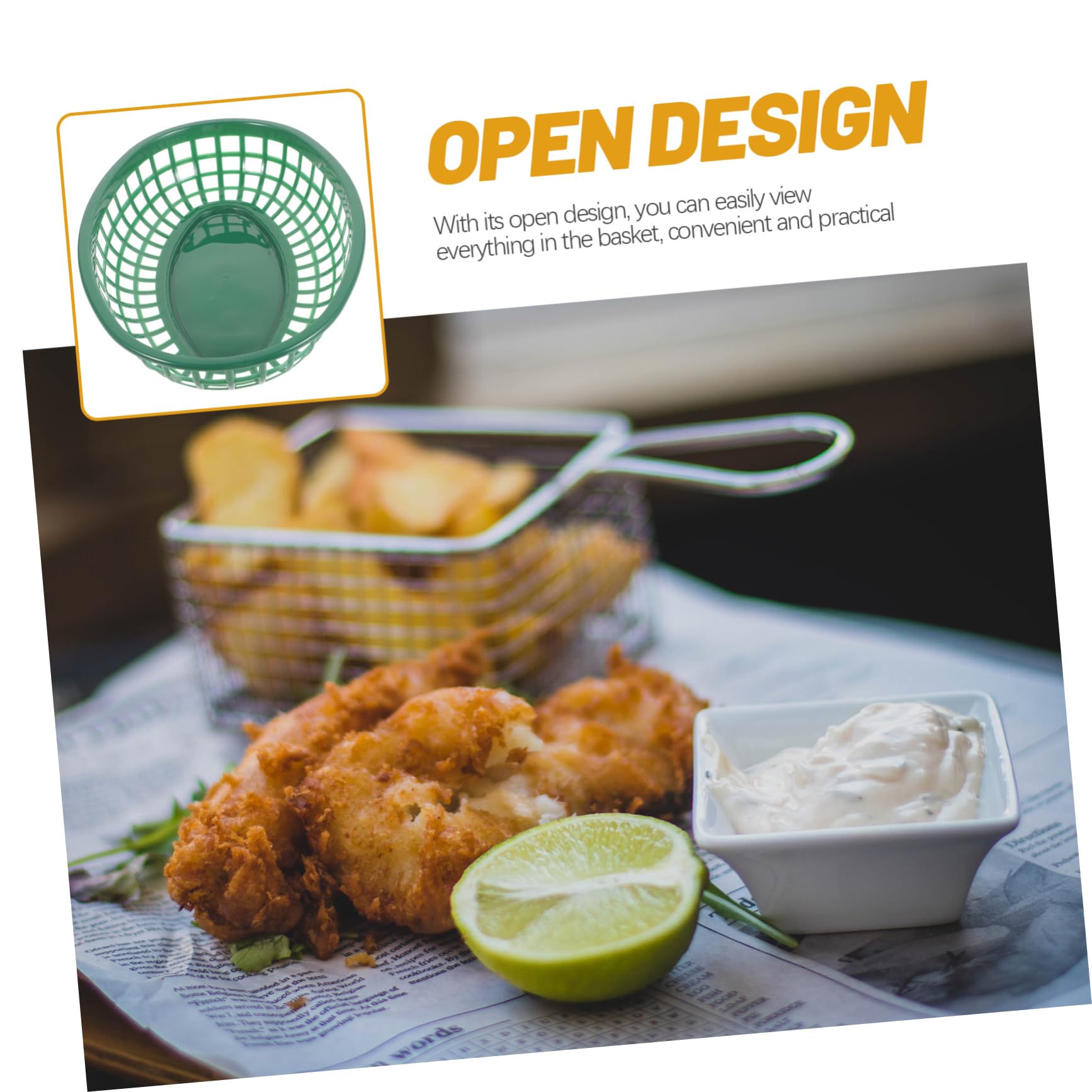 SOLUSTRE 4sets Fast Food Basket Reusable Snack Baskets Home Kitchen Supplies 10pcs*4