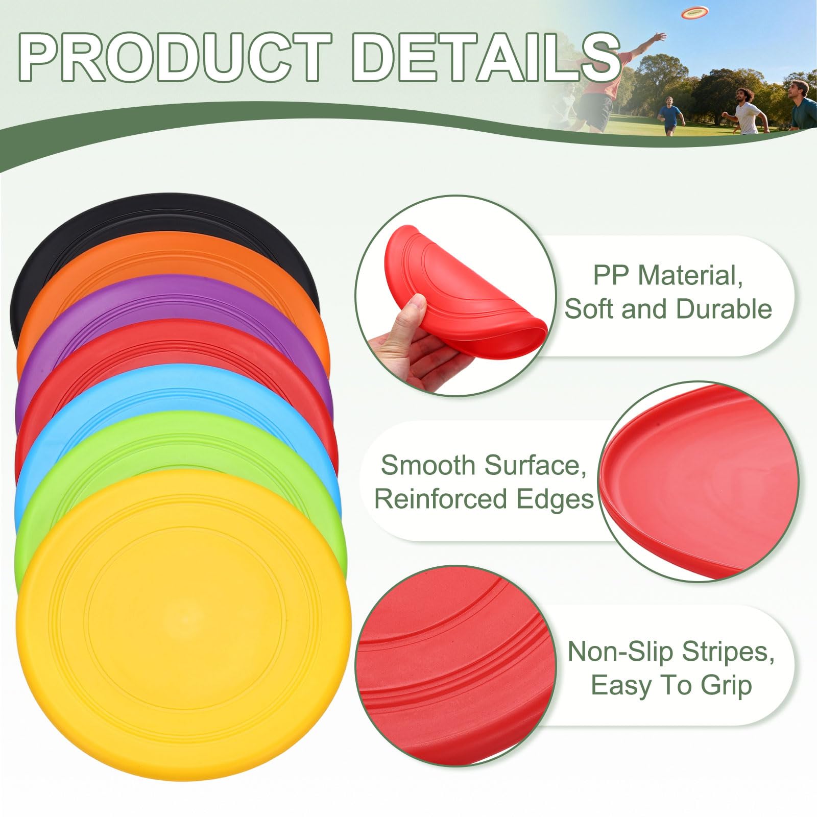 Disques volants souples, disques volants de sport pour tous les âges, entraînement en plein air, légers et durables, 12 pièces et 17,8 cm et 6 couleurs adaptées pour (plage, jardin, pelouse