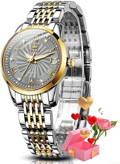 OLEVS Automatic Women Watches Diamond Tourbillon Dress Wrist Watches Moon Phase Waterproof Luminous