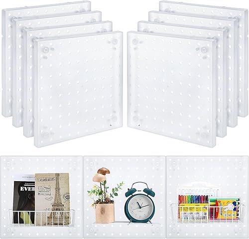 8 juegos de tableros de clavijas para montaje en pared, tablero de clavijas de plástico, organizador de pared para garaje, kit de panel de clavijas,