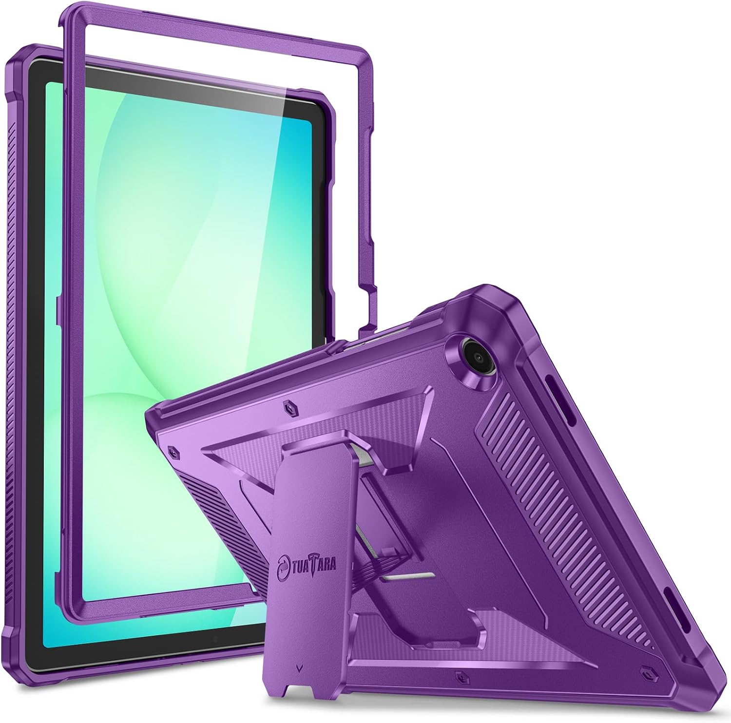 Fintie Shockproof Case for Samsung Galaxy Tab A11+/A9+ 11 Inch, Purple | Tuatara Rugged Hybrid TPU+PC Cover, Built-In Screen Protector, Pop-Out Kickstand, Dust-Proof Plugs, Travel & Daily Use
