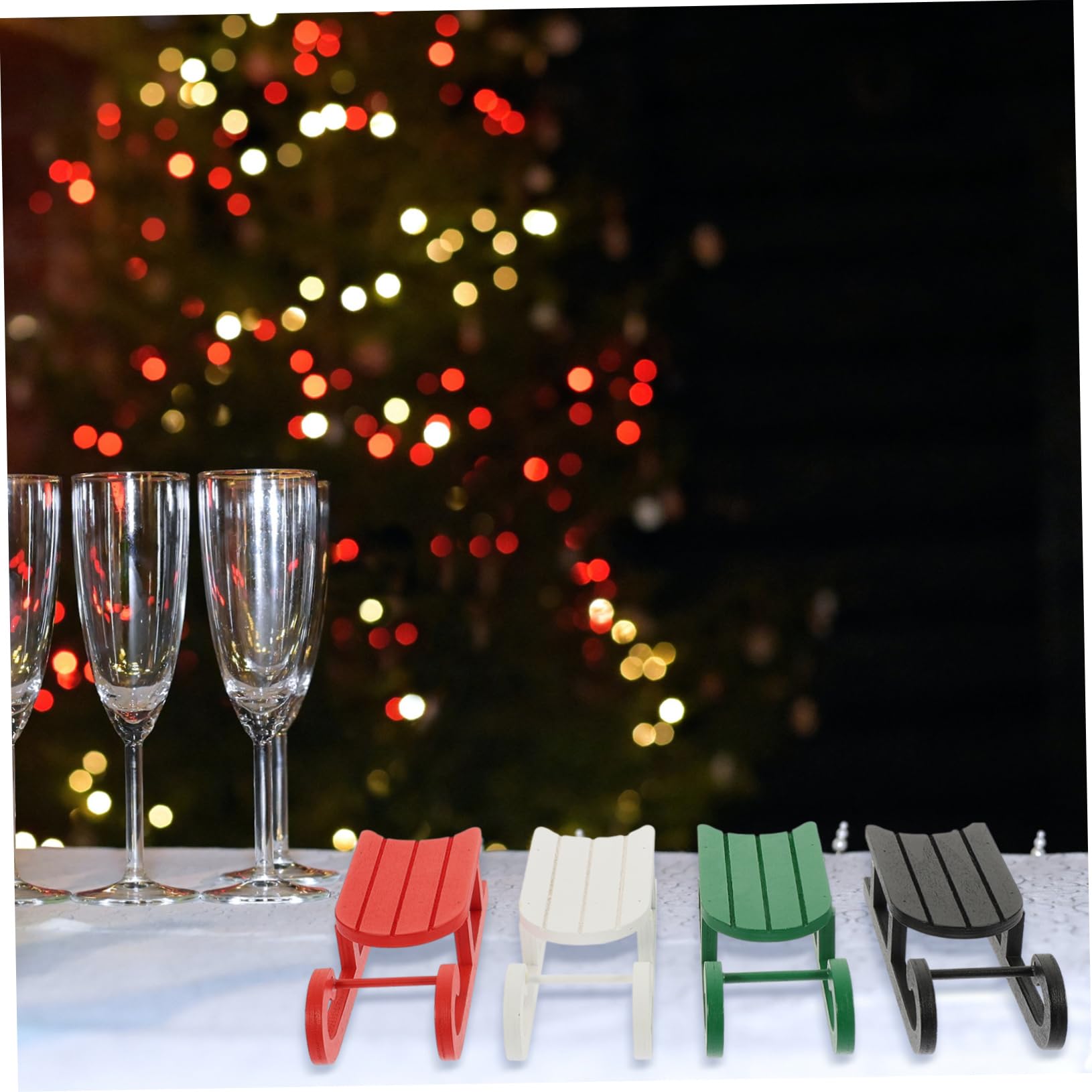IMIKEYA 12 Pièces Pendentif traîneau en Bois Decoration de Table Noel Decoration Table de Noel Ornement de Mini traîneau décor de traîneau de noël décorations de Noël Ornement de Noël