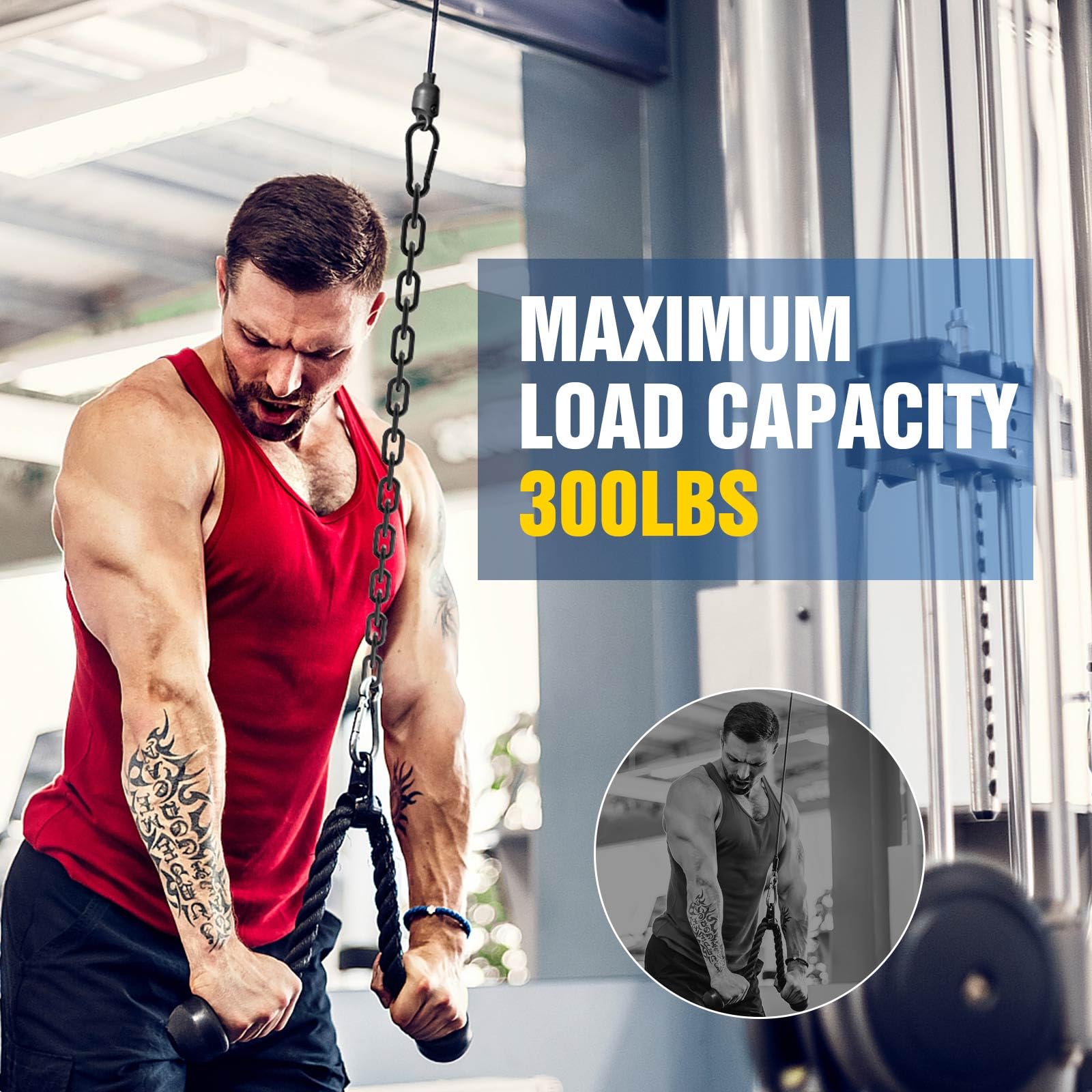 Fitness-Kette, Gewichtheberkette, 304 Edelstahl, Übungskabel-Maschinen-Verlängerungskette, Lat-Pulldown-Stangenverlängerung, Befestigung für Zuhause