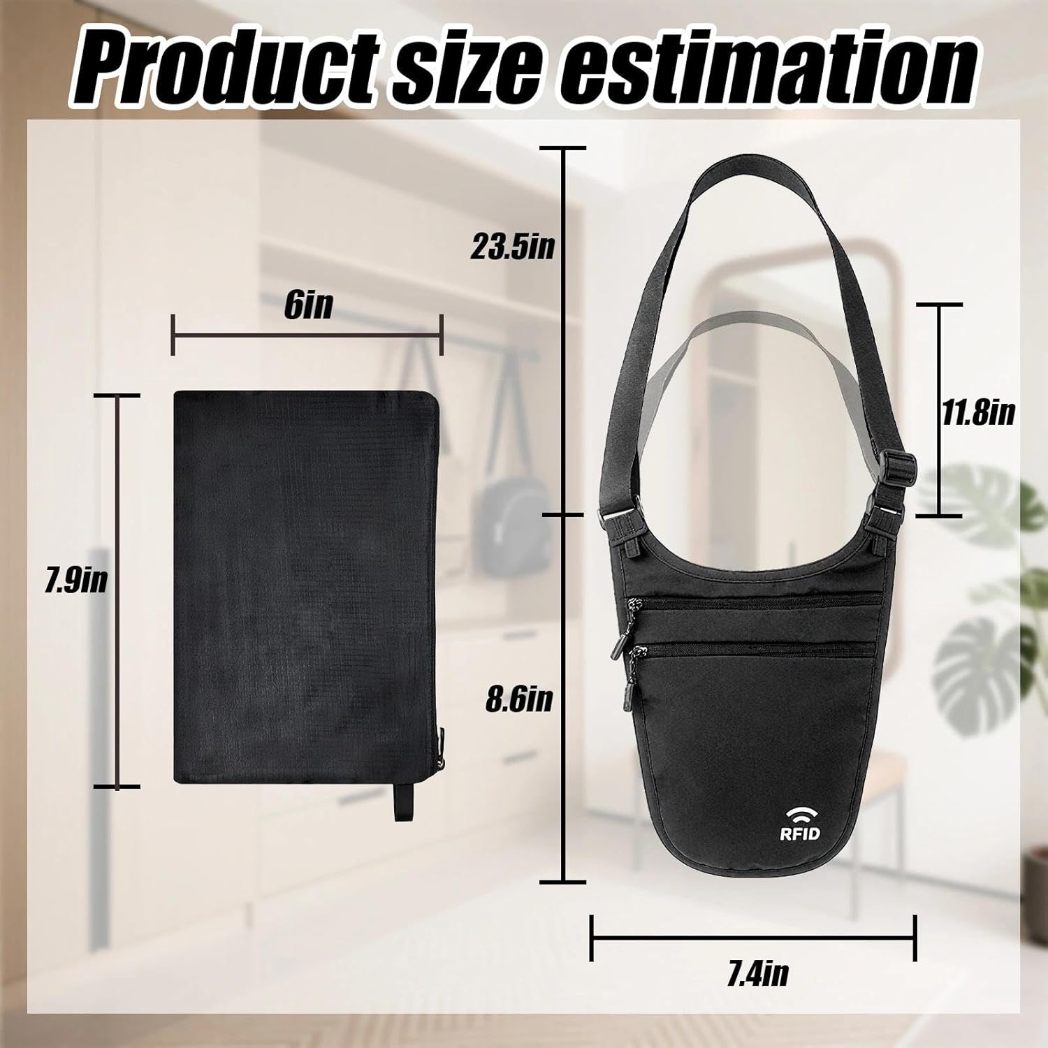 Travel Money Belt Under Clothes,RFID Passport Wallet, Hidden Money Belt for Travel Women Men, Secure Wallet to Protect Cash, Credit Cards - Image 2