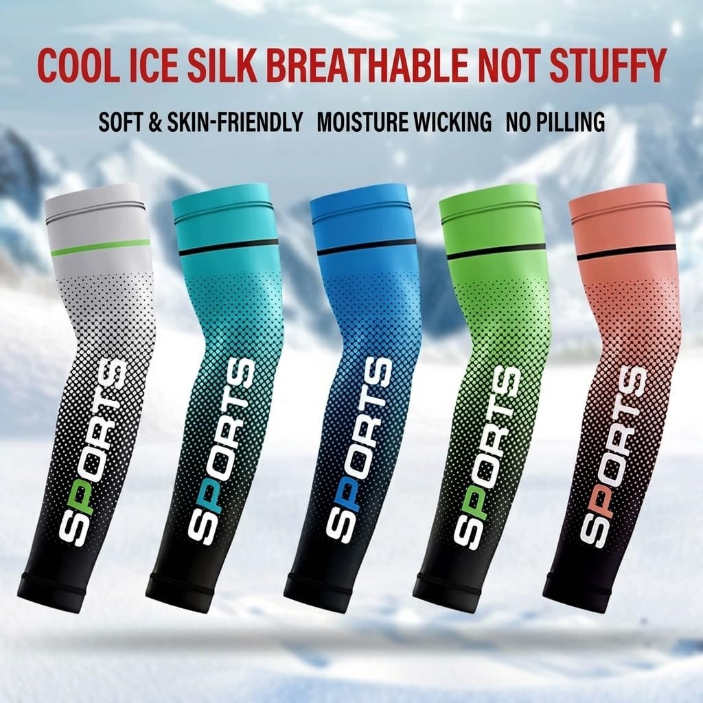 UPF50+ Ice Silk Sunscreen Arm Sleeves & Face Gaiter Set, Cooling UV Protection for Cycling Fishing Outdoor