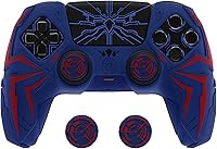 Vista 9 de PlayVital Design for ps5 Controller Silicone Case with 2 Thumb Grips and 6 Sticker, Cyber Spider Design, Anti-Slip Shockproof Controller Cover Skin