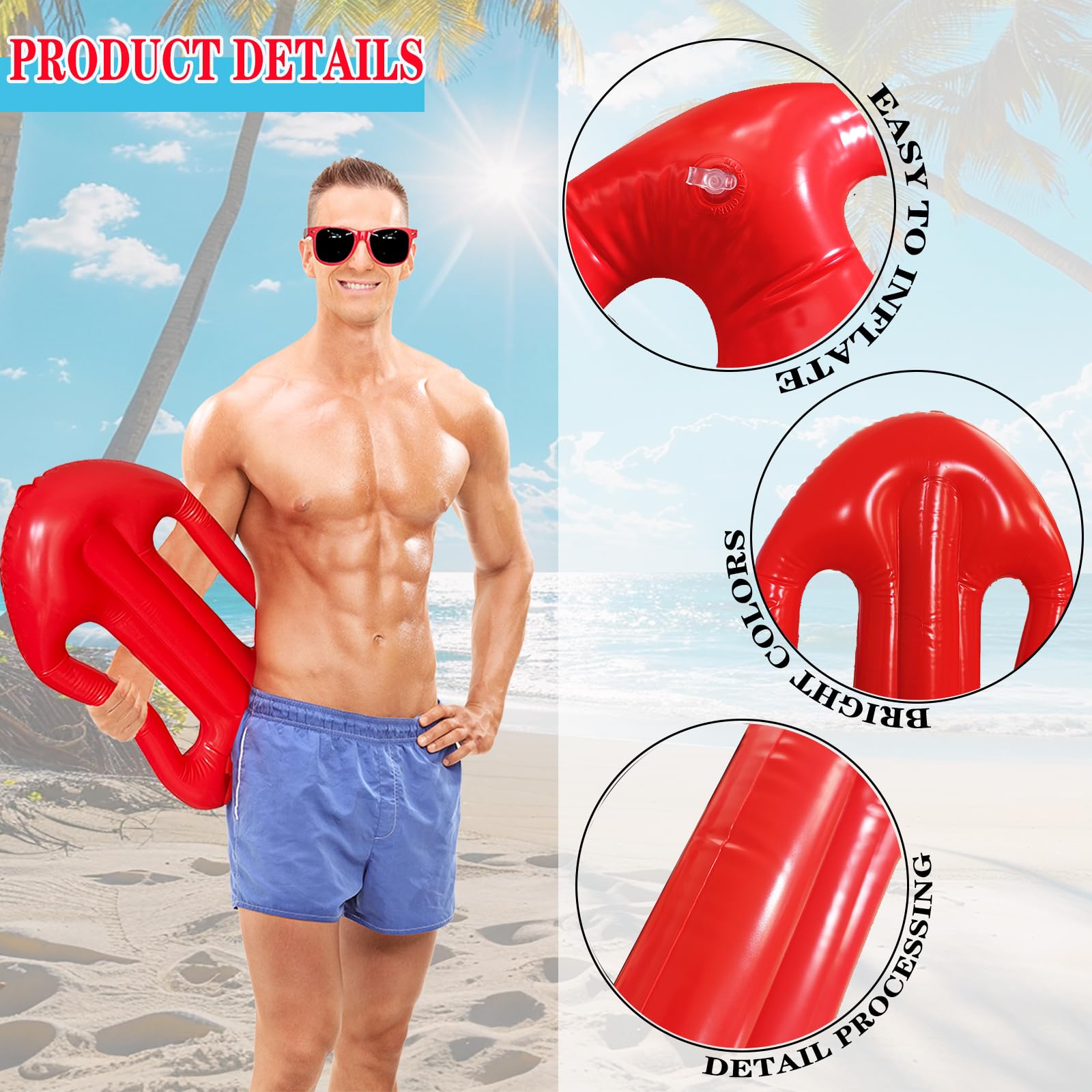 Traje de guardia de vida para mujer y hombre, disfraz de salvavidas, 5 piezas, rojo, gorro ajustable