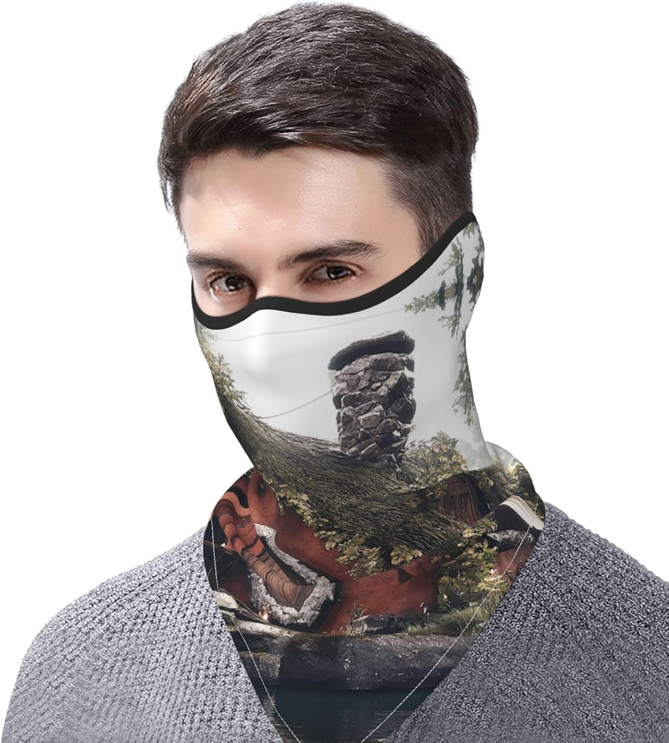 Protection Neck Gaiter Face Cover thatched cottage Balaclava Scarf Mask, Windproof Breathable Sun Shield for Men Women, Skiing Hiking Cycling Outdoor Sports