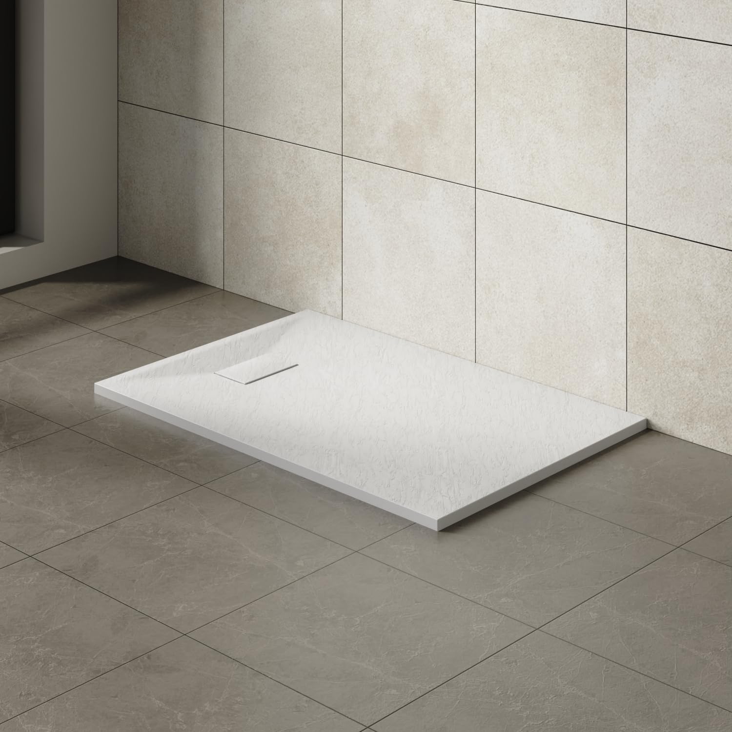 Aquariss 1100x800mm SMC Anti Slip Shower Base Tray Rectangular for Shower Enclosure White