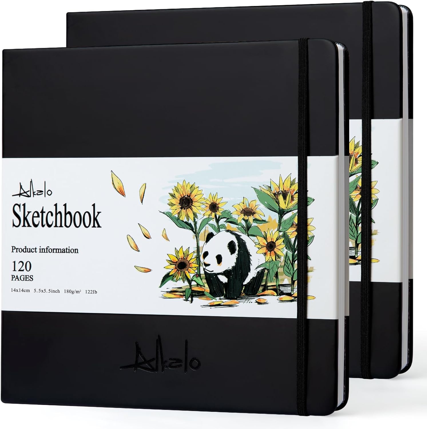 ALKALO Square Sketchbook: 120 Pages 180GSM Thick Acid-Free Paper for Charcoal, Pencils, Inks, Markers & Pastels