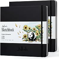 ALKALO Square Sketchbook: 120 Pages 180GSM Thick Acid-Free Paper for Charcoal, Pencils, Inks, Markers & Pastels
