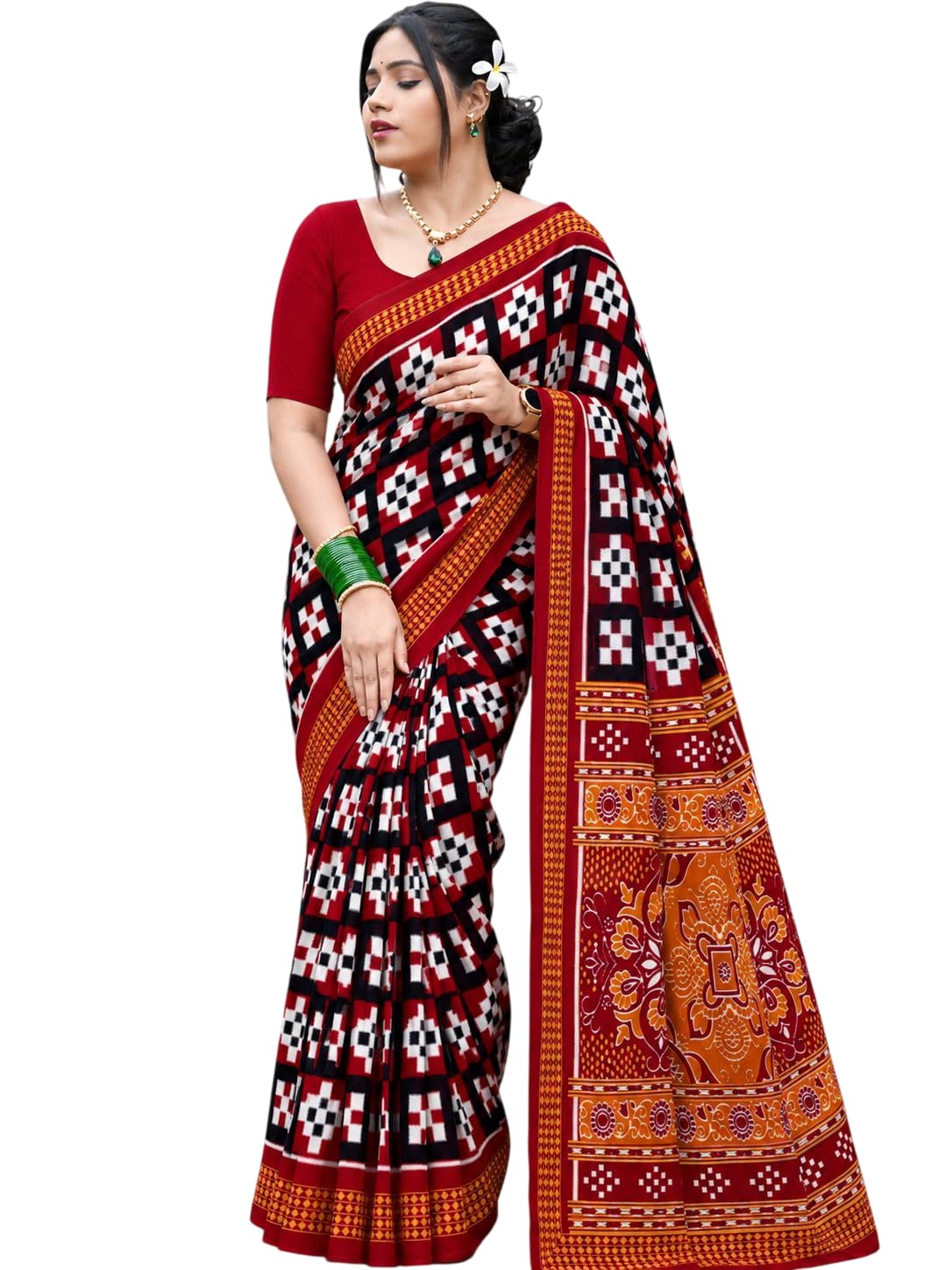 Cotton Printed Saree for Women Ethnic Traditional Saree Designer Pattern Saree Soft Comfortable Cotton Saree for Festival Celebration Office Daily Use Without Blouse Piece-picture-18