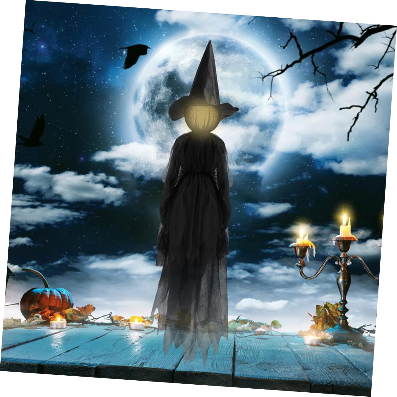 BESPORTBLE Decorazione Strega Luminosa Halloween Festivo per Giardino, Nero