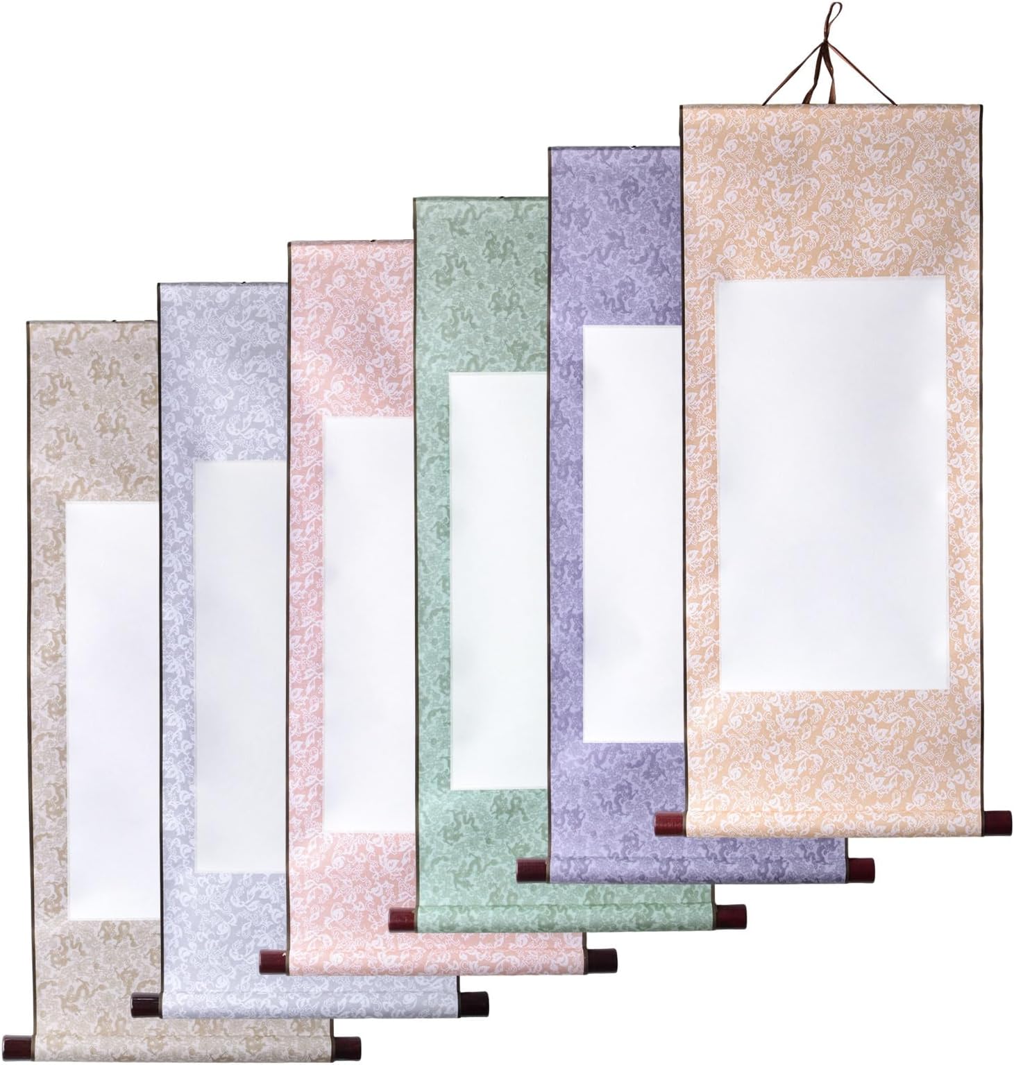 WANDIC Blank Hanging Scroll, 6 Pcs Blank Painting Scrolls Calligraphy Wall Mounting Scrolls Chinese Paper Scrolls for Art Painting Calligraphy Writing