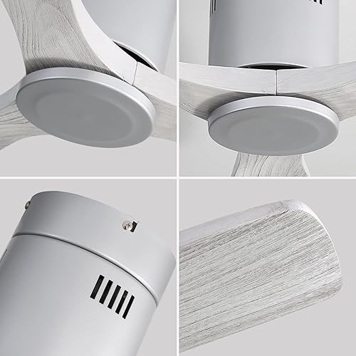 Miniatura 3 de Sofucor Ventilador de techo de 52 pulgadas, gris, 3 cuchillas, perfil bajo, motor de CC, control remoto, montaje empotrado, ahorro de energía,