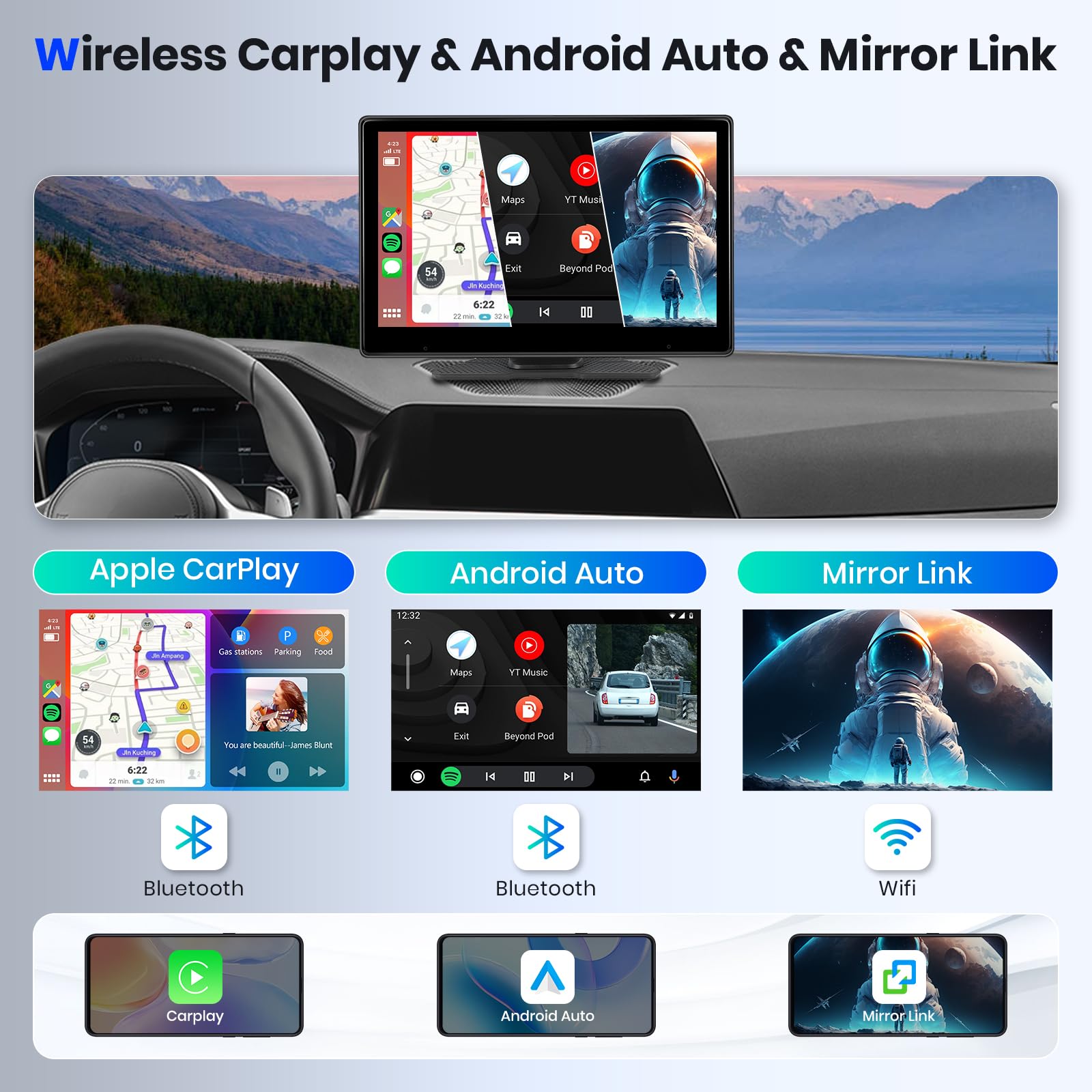 Hodozzy Portable Car Radio con Camيرا 4KBluetooth 10.1 Pollici - Dettaglio