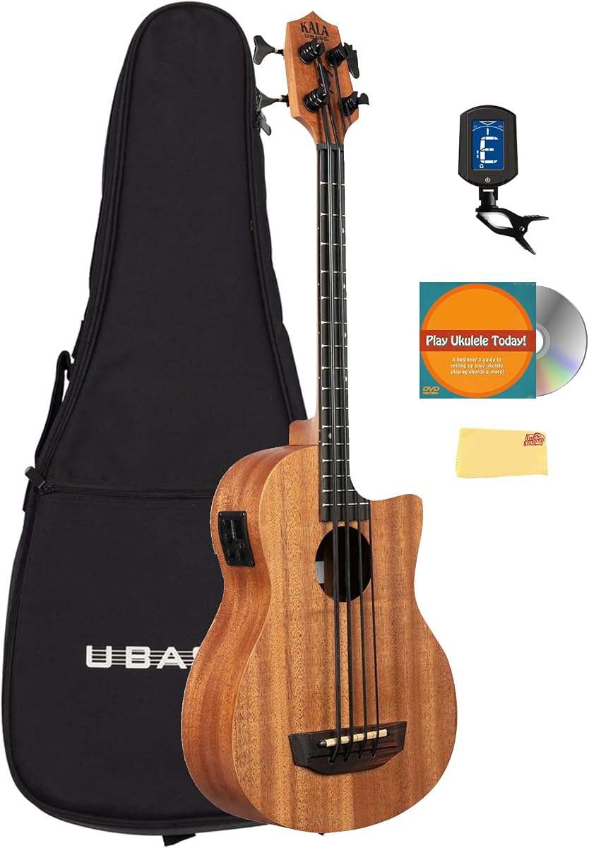 Kala U-BASS-NOMAD-FS Nomad U-Bass Acoustic-Electric Ukulele Bass Bundle with Gig Bag, Tuner, Austin Bazaar Instructional DVD, and Polishing Cloth