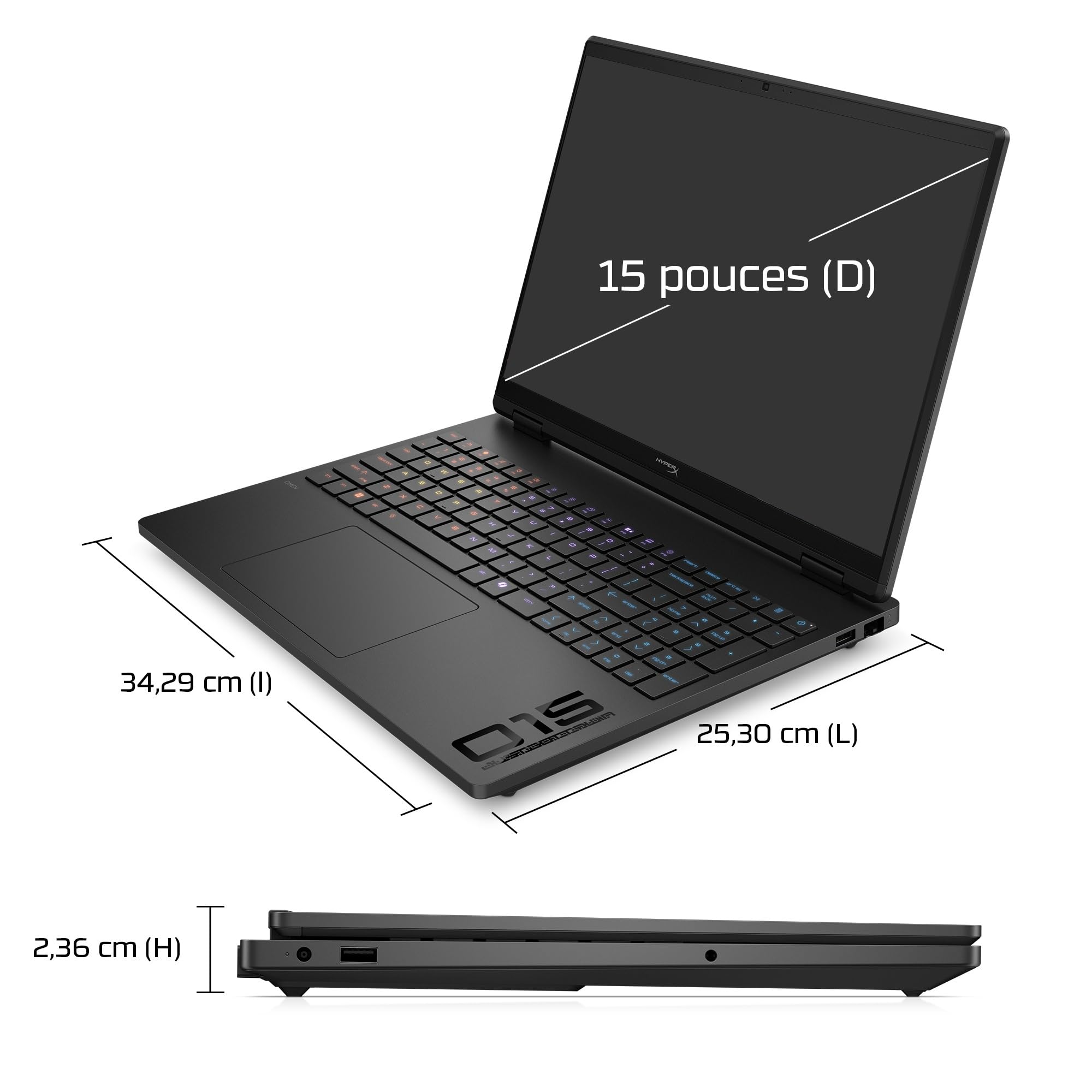HP HyperX Omen 15-gb0702sf Ordinateur Portable Gaming 15.3" 2K IPS, PC Portable Gamer (Ryzen 7 260, RAM 16 Go, SSD 512 Go, RTX 5060 8GB VRAM, Windows 11), Laptop Noir, AZERTY