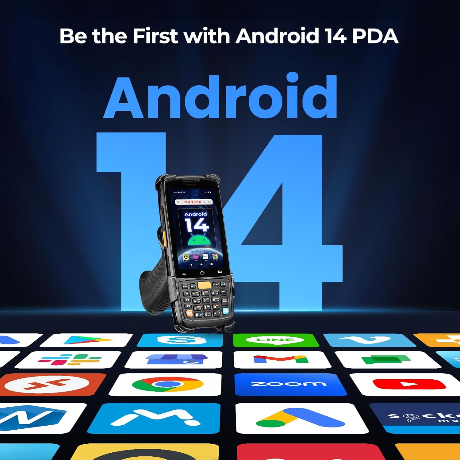 MUNBYN Android 14 Barcode Scanner with Pistol Grip,Equipped with Honeywell HS7 QR Scanner, 4GB+64GB Handheld PDA, 4-inch Touchscreen, IP65 Rugged, 5000mAh for Inventory Warehouse Logistics MC005P - Image 2