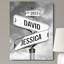 Personalized Vintage Street Sign Canvas for Couples &ndash; Custom Name &amp; Date Crossroad Wall Art, Wedding, Anniversary, Valentine&rsquo;s Day or Christmas Custom Poster or Canvas Print #1