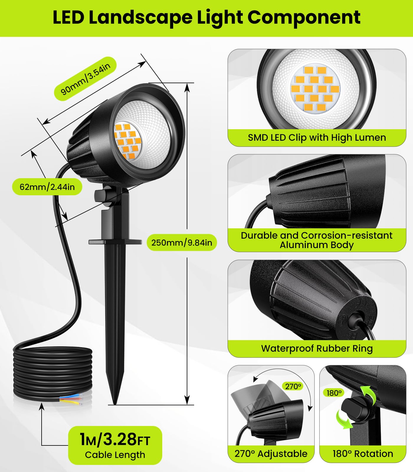 CLV Faretti Da Giardino Con Picchetto 9W 680LM Faretto Led Da Esterno 2700K | Bianca Calda Lampade Da Esterno Alluminio Luci Da Giardino Da Terra IP66 Impermeabile Per Cortile Alberi Sentieri Patio