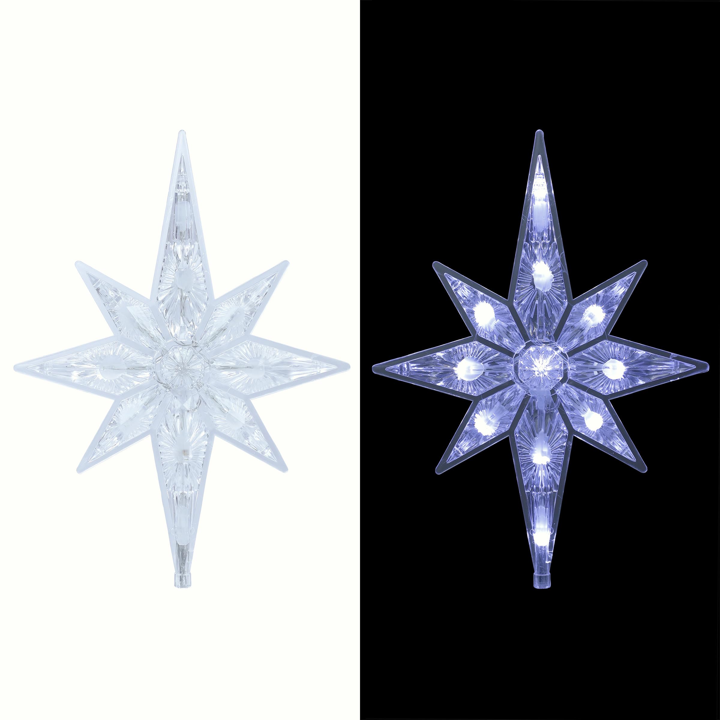 Alpine Corporation Cimier de Sapin de Noël en Forme d'étoile avec lumières LED Blanc Froid