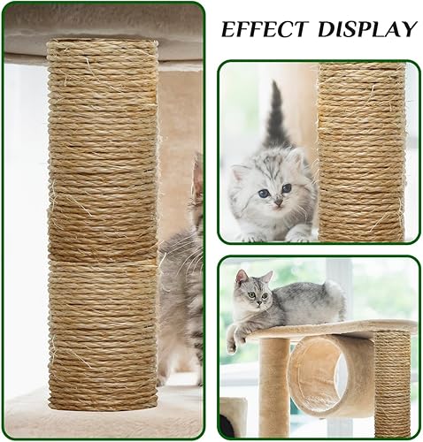 Miniatura 5 de Cuerda de sisal para rascador de gatos, 532 pulgadas de diámetro, cuerda de 164 pies para rascador de gatos, piezas de repuesto de torre de árbol,