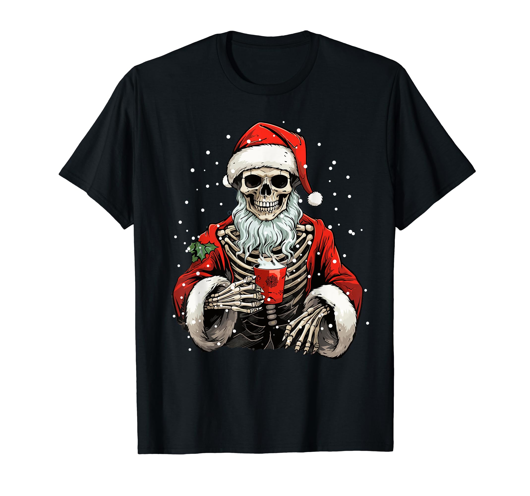 Maglietta Uomo Natale Con Teschio: Bah Humbold, Stampa Serigrafica, 100% Cotone, Nero 3XL