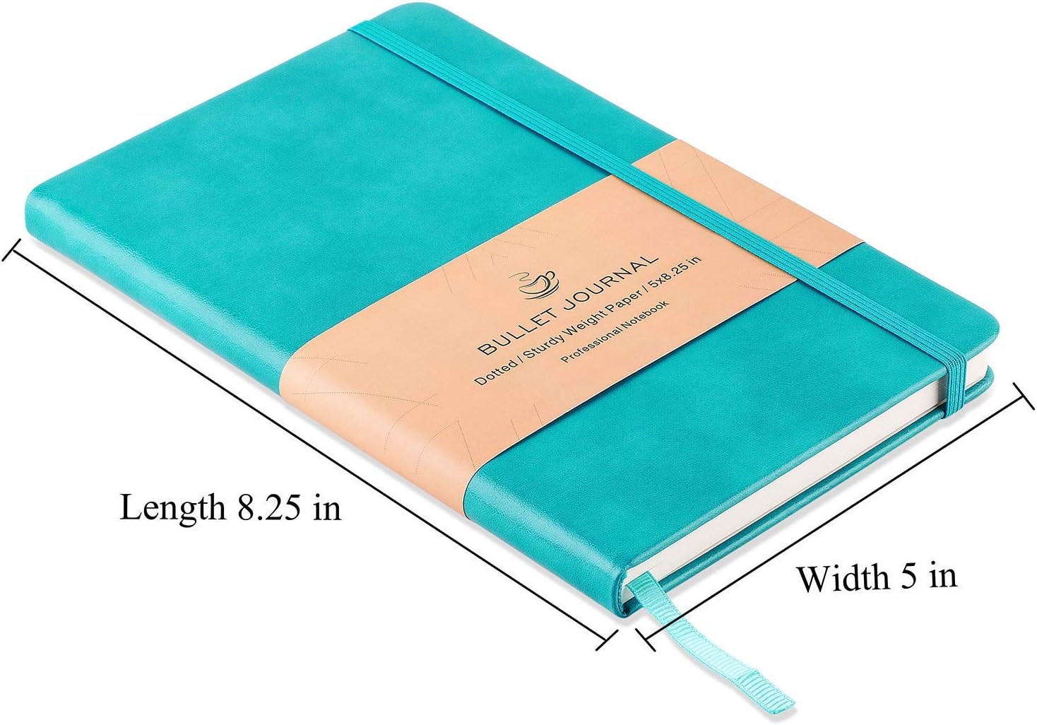 Dotted Grid Notebook/Journal - Dot Grid Hard Cover Notebook, Premium Thick Paper with Fine Inner Pocket, Mint Smooth Faux Leather, 5''×8.25''