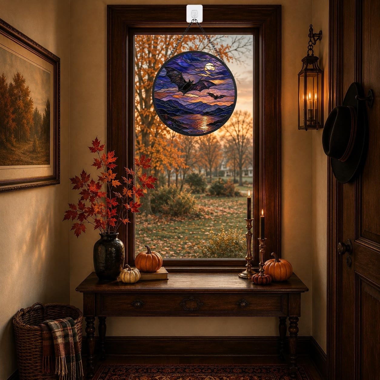 Buntglas Fensterbild 4er Set, Sonnenfänger Halloween Dekoration(Set4,15cm/5.91 inch)