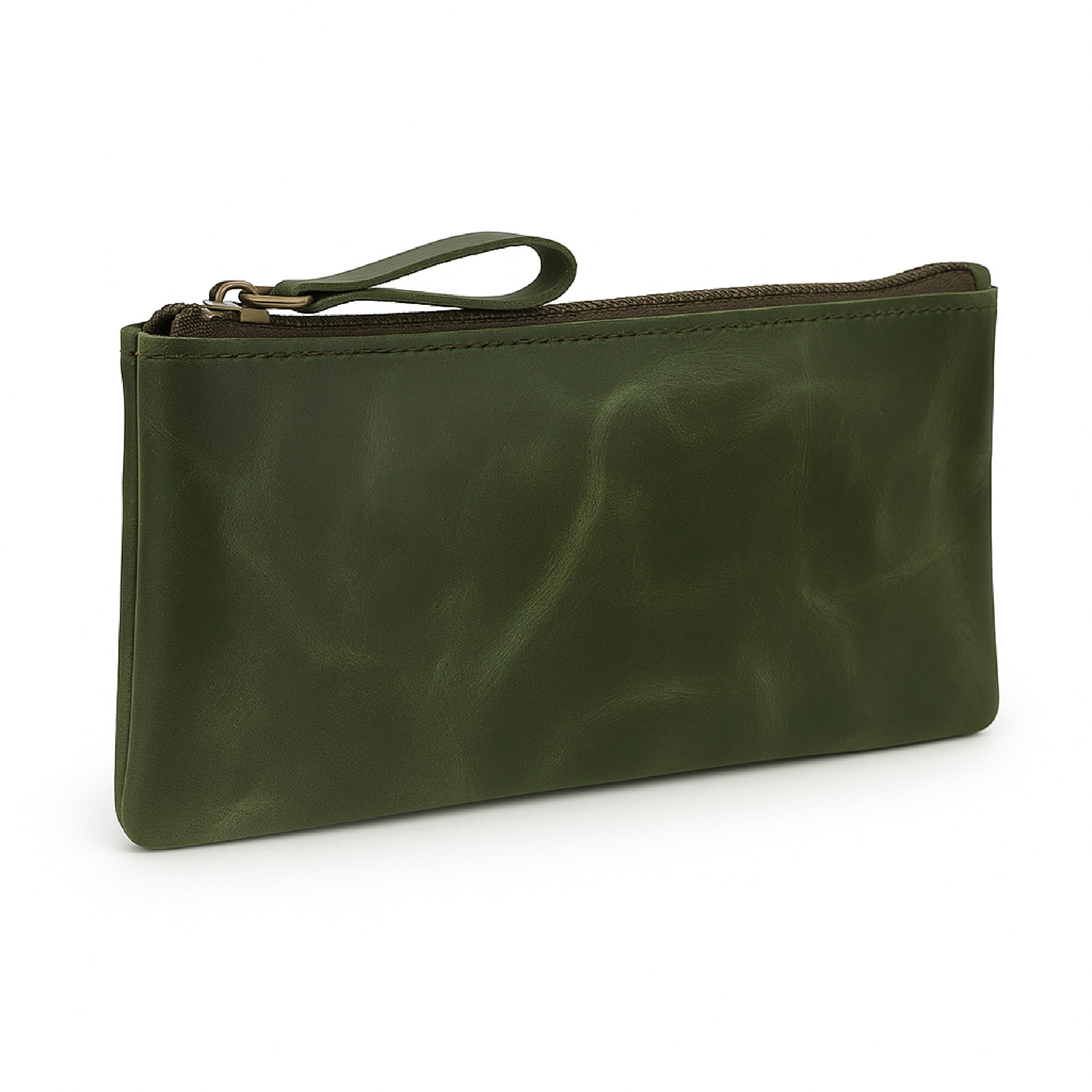 TheAntiq Leather Pencil Pouch, Currency Pouch, Leather Pencil Case, Zippered Pouch Paper Money, Pen Case, Pen and Marker Case, Pencil Case For Artists