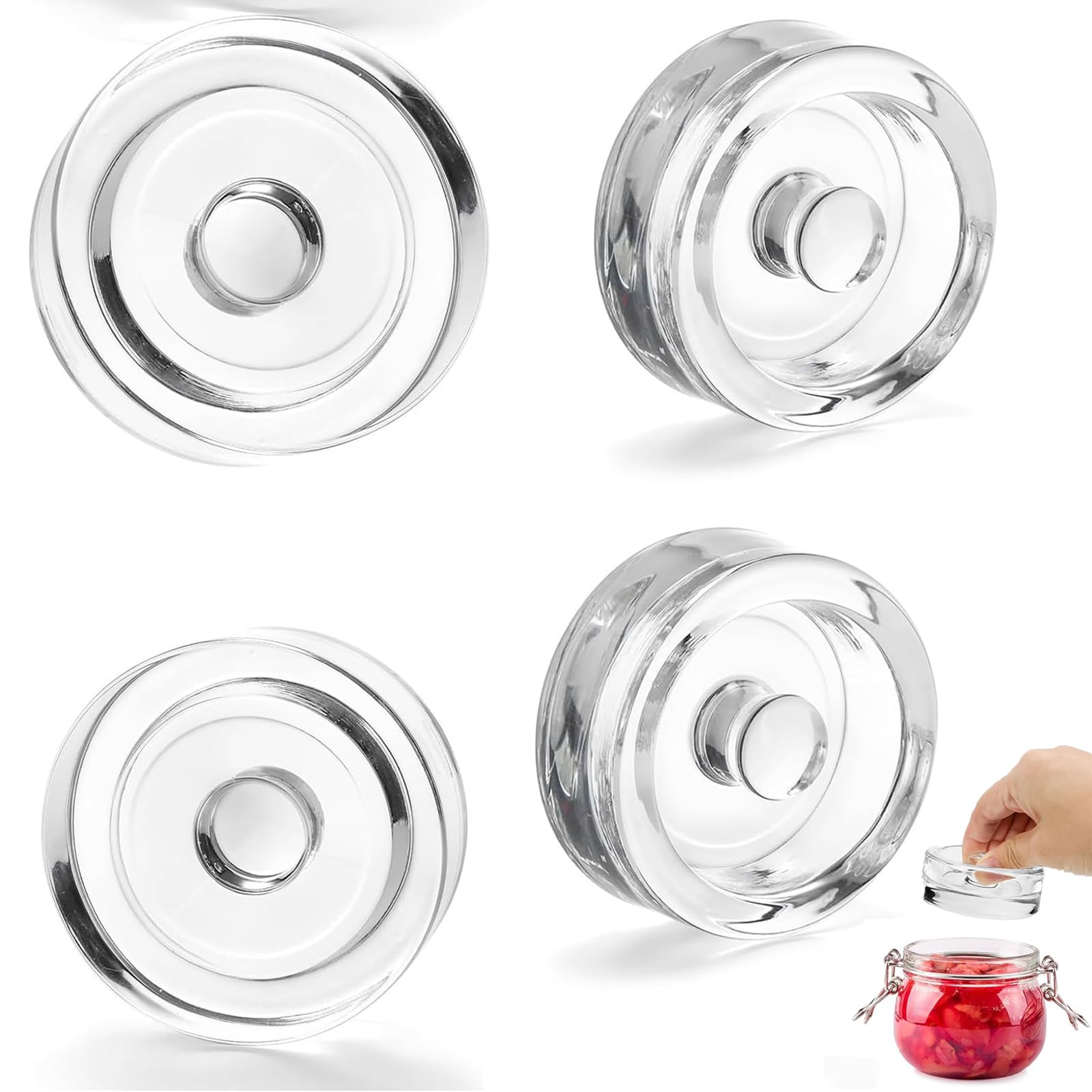Fermentation en Verre pour la Fermentation, Poids en Verre pour Fermentation avec Large Ouverture, 4 Pièces de Pierre D'alourdissement, Poids en Verre pour la de Légumes en Saumure