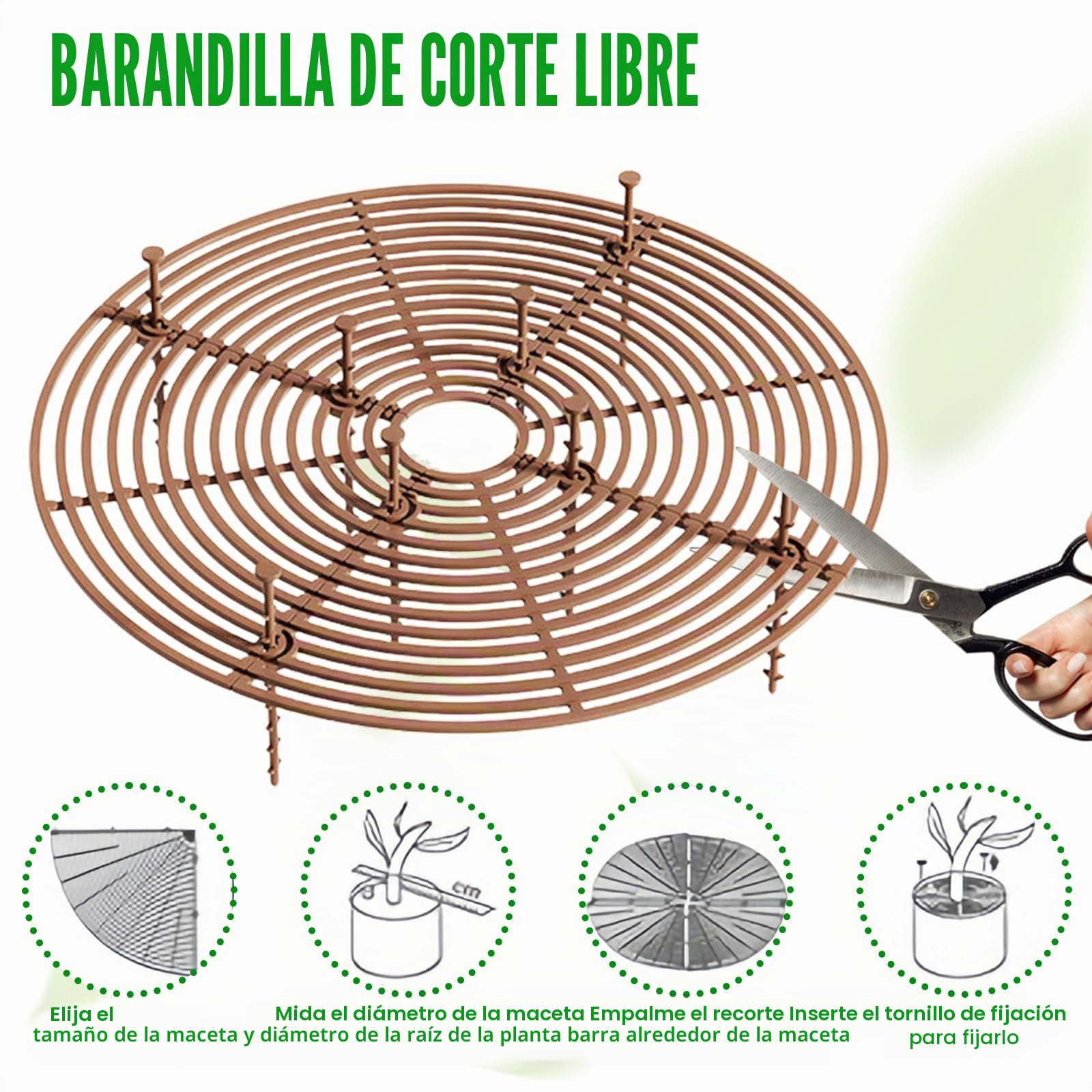 6 rejillas protectoras redondas para macetas, 30 cm, protector para macetas de gatos, color marrón