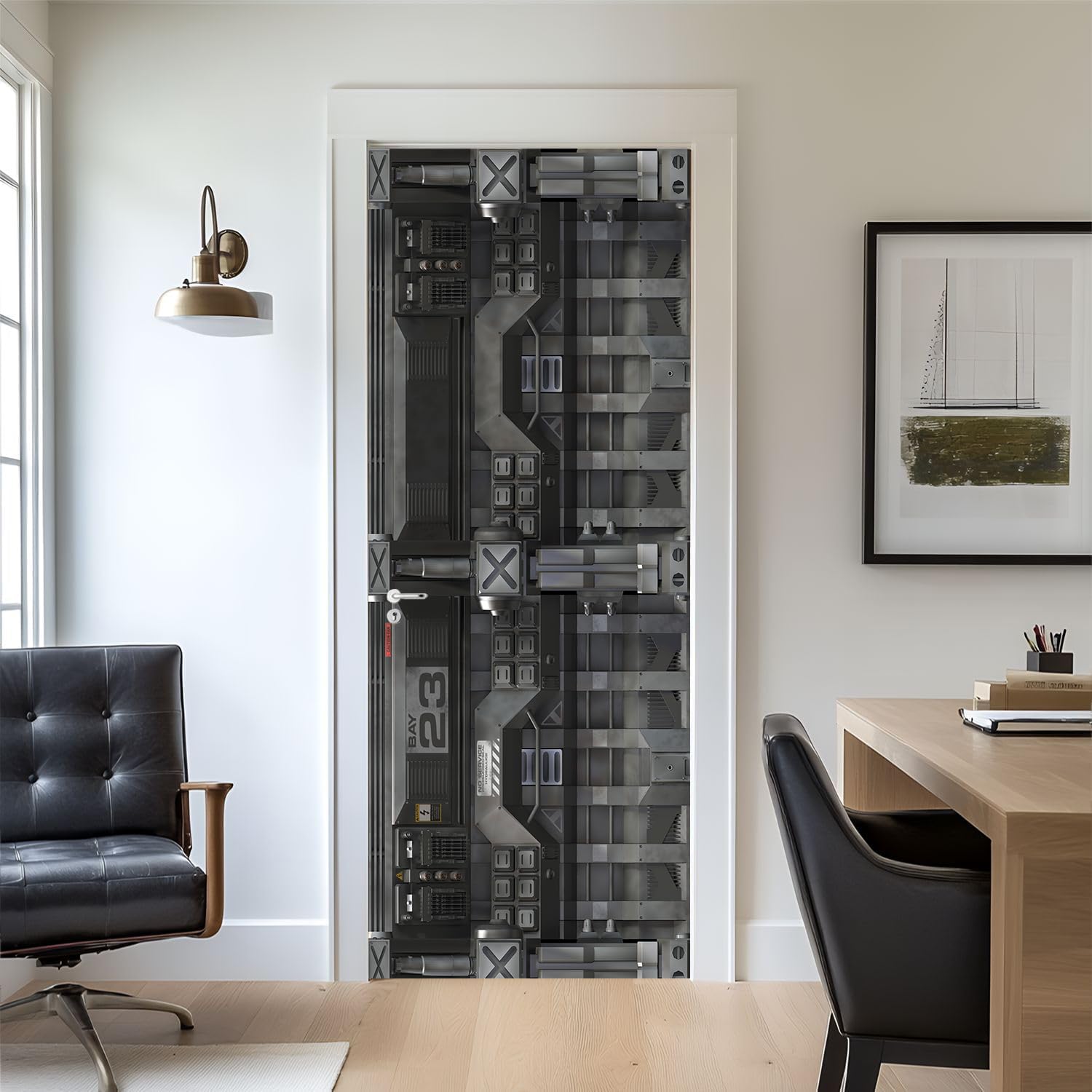 Stickers muraux 3D pour cuisine effet baie stickers de porte en vinyle
