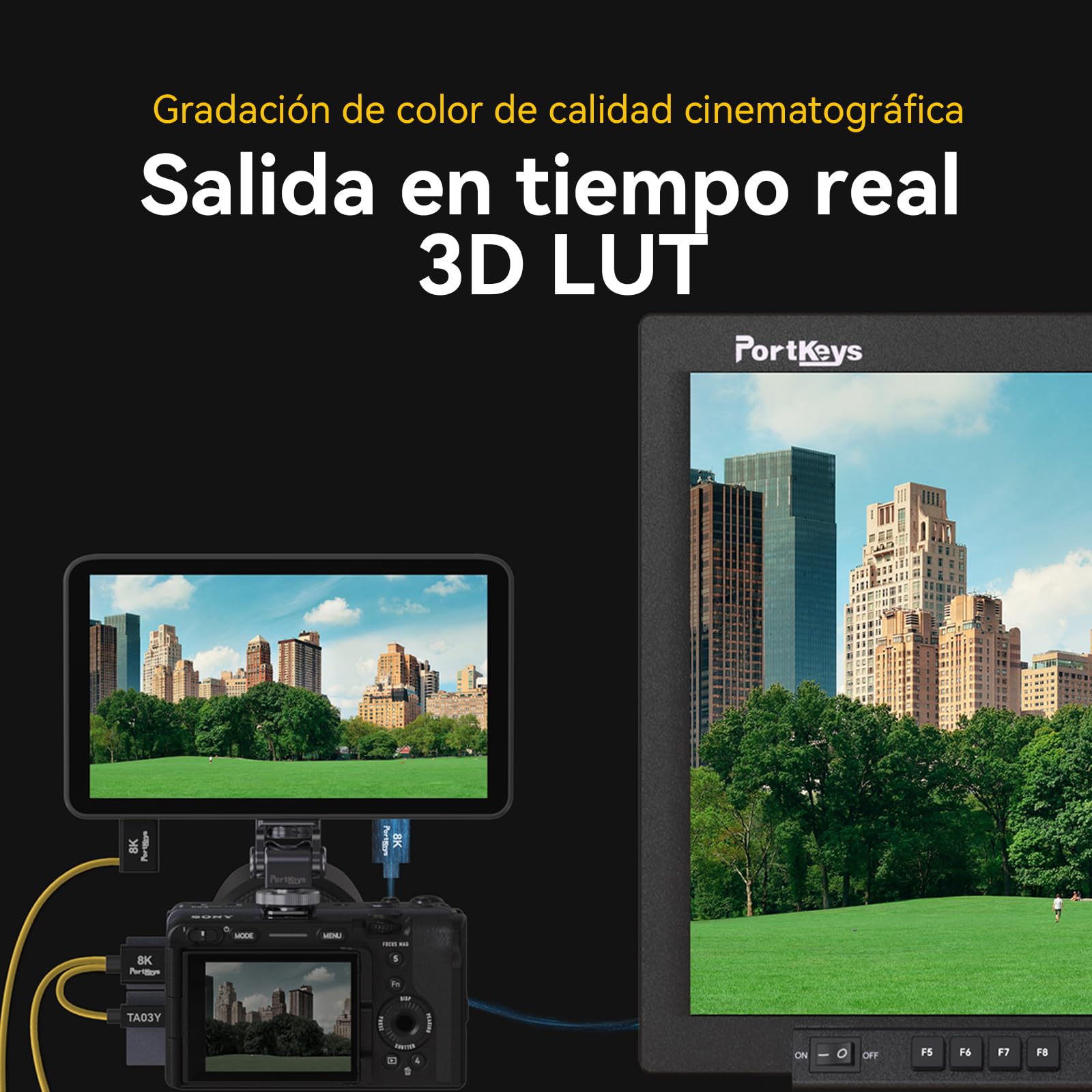 Portkeys LH7C Monitor Cámara 7" con Control de Cámara, Monitor de Campo HDMI 4K Touch Focus 1000 Nits Salida 3D LUT Incluye Cable HDMI, Compatible con A7S III, FX3, A7 IV, A1