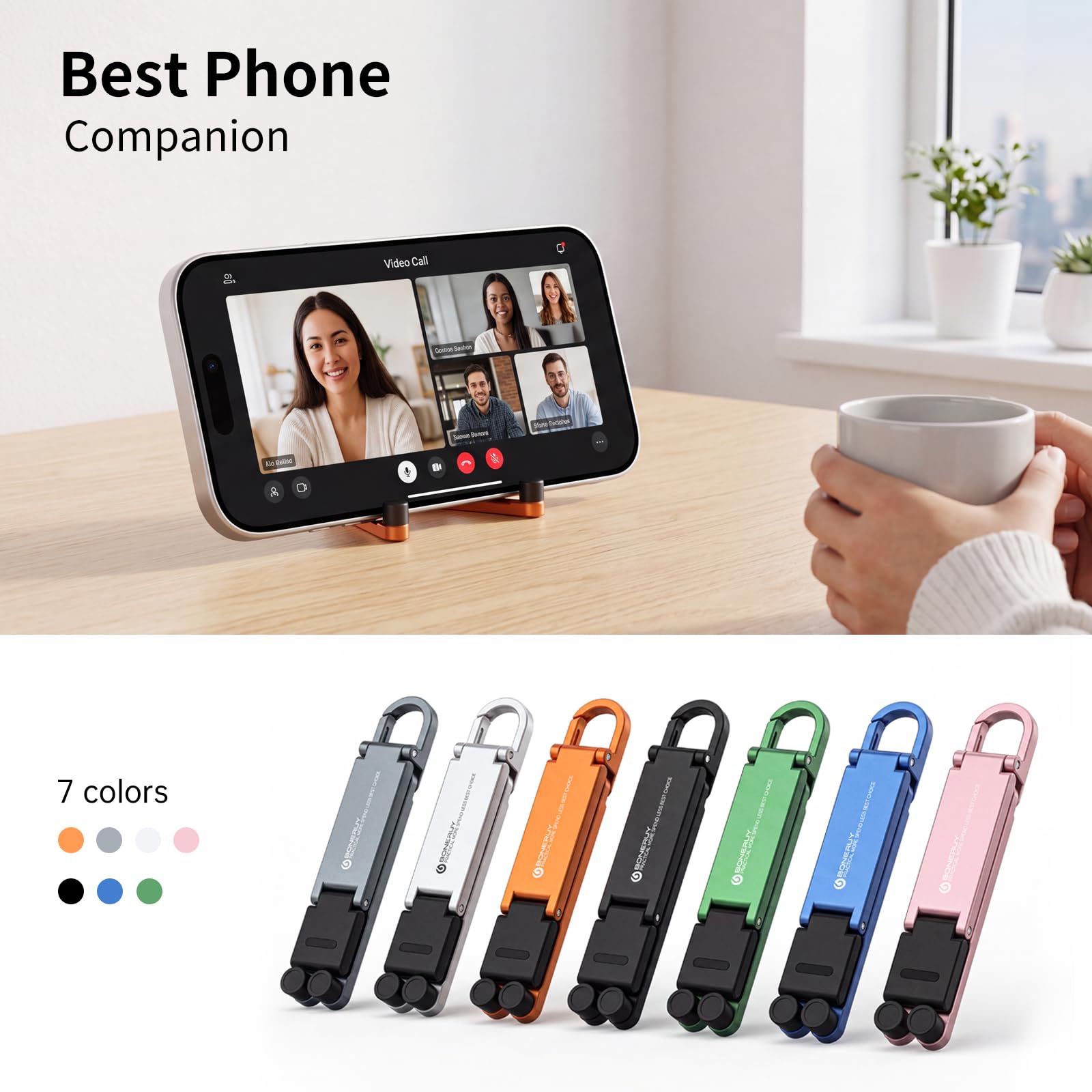 Supporto pieghevole per telefono da scrivania, portatile e regolabile, in alluminio, tascabile, mini supporto per cellulare, da scrivania, per casa, ufficio e viaggi (arancione)