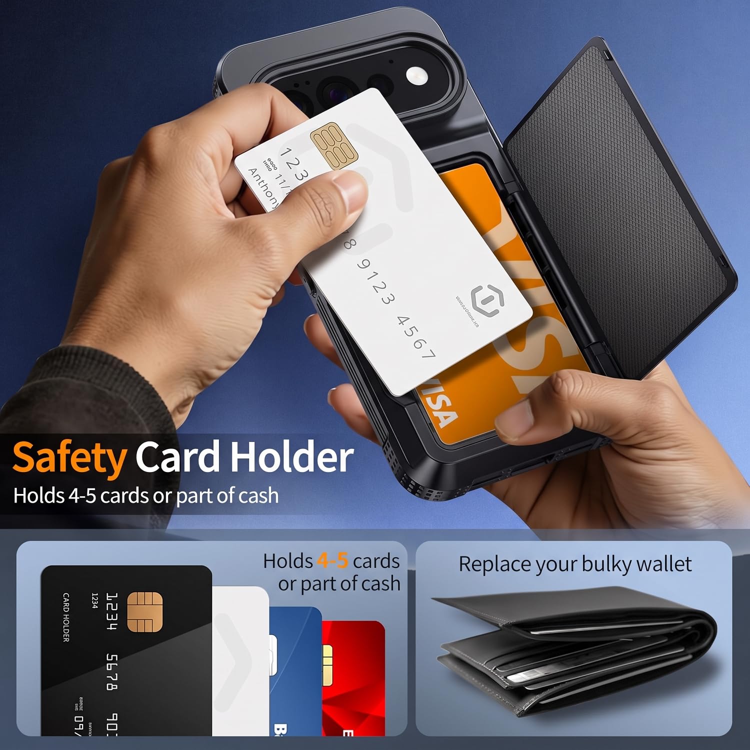 Oneagle Custodia a portafoglio per Google Pixel 11 Pro XL | Protezione | Porta carte di credito 4-5, blocco RFID, protezione per lo schermo della privacy, supporto in metallo a mani libere